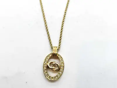 CD Logo Necklace with Rhinestones