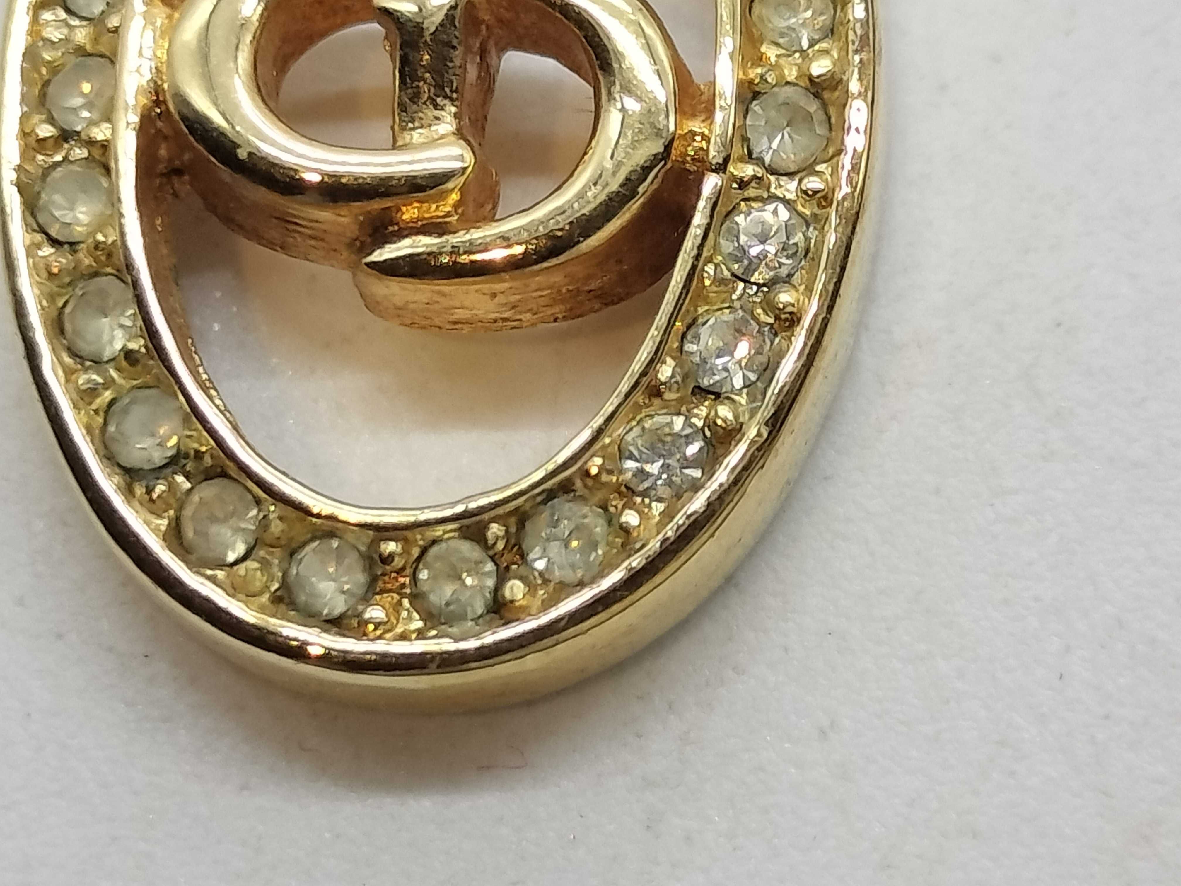 CD Logo Necklace with Rhinestones — view 2