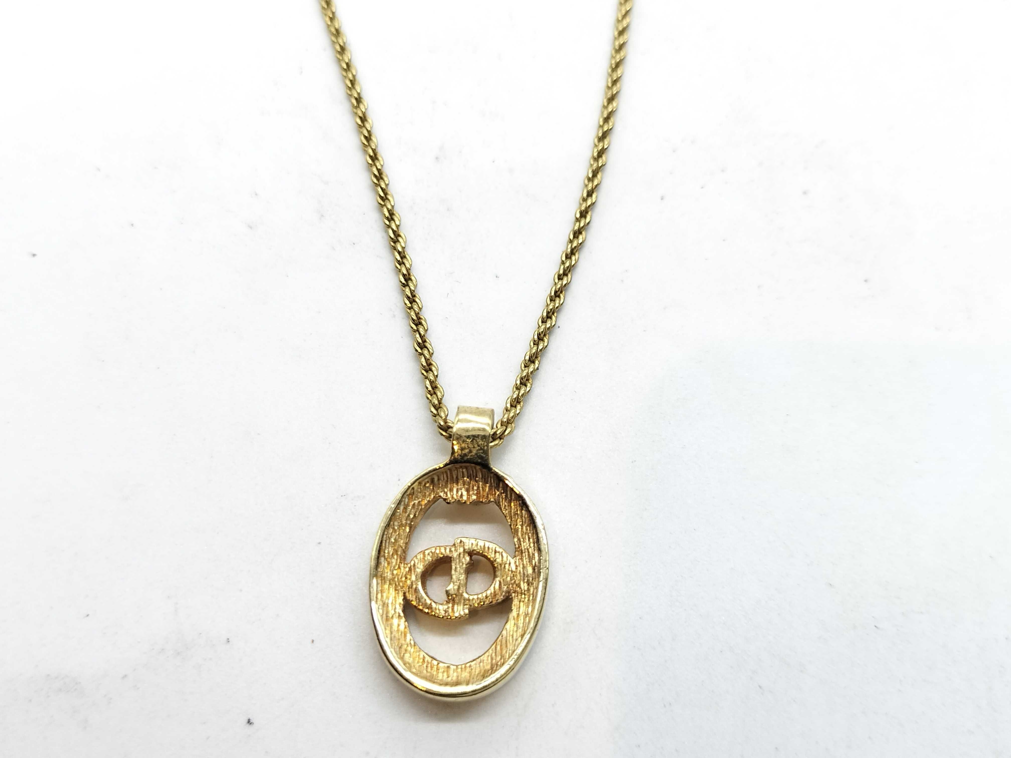 CD Logo Necklace with Rhinestones — view 3