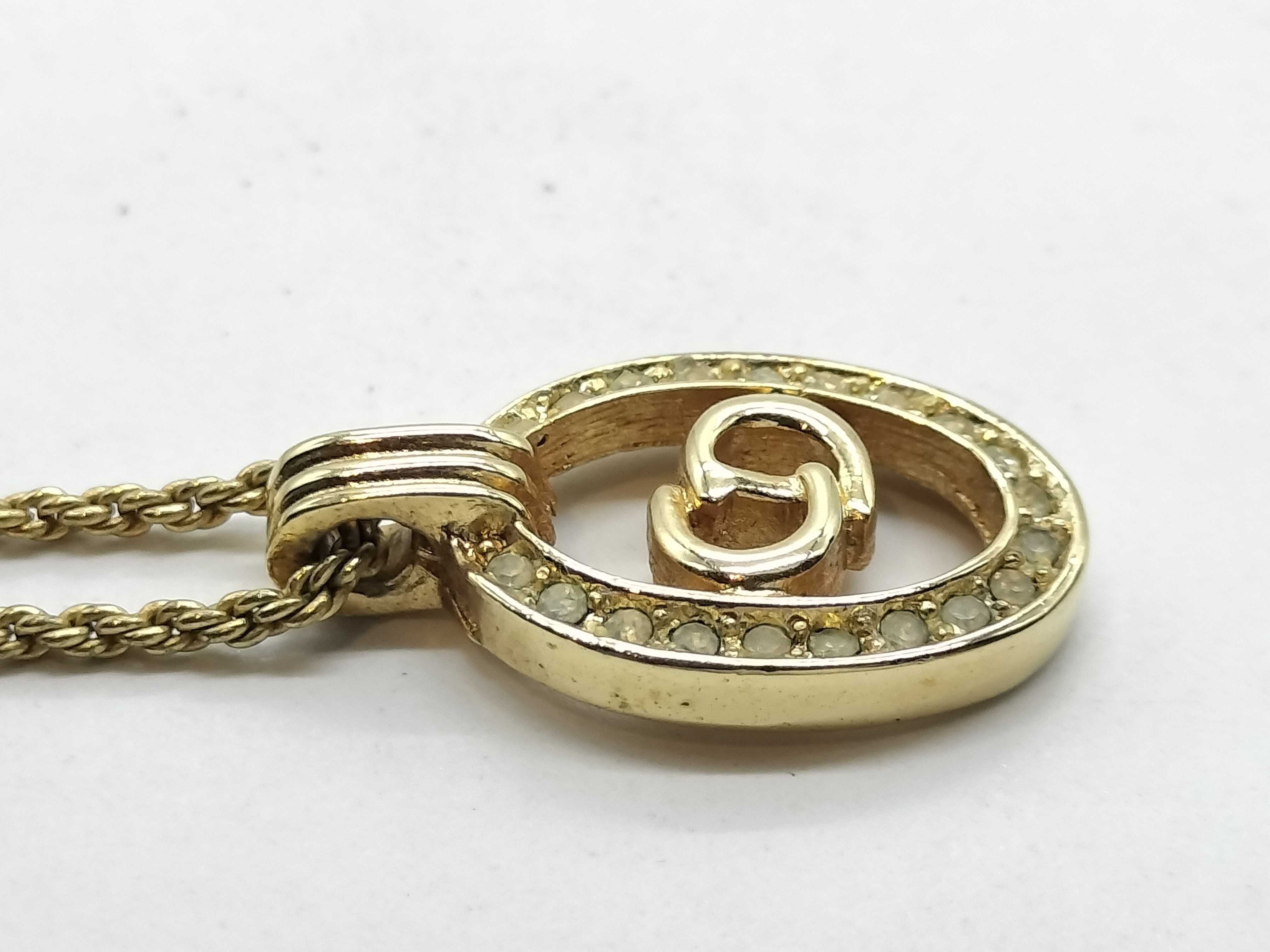 CD Logo Necklace with Rhinestones — view 4