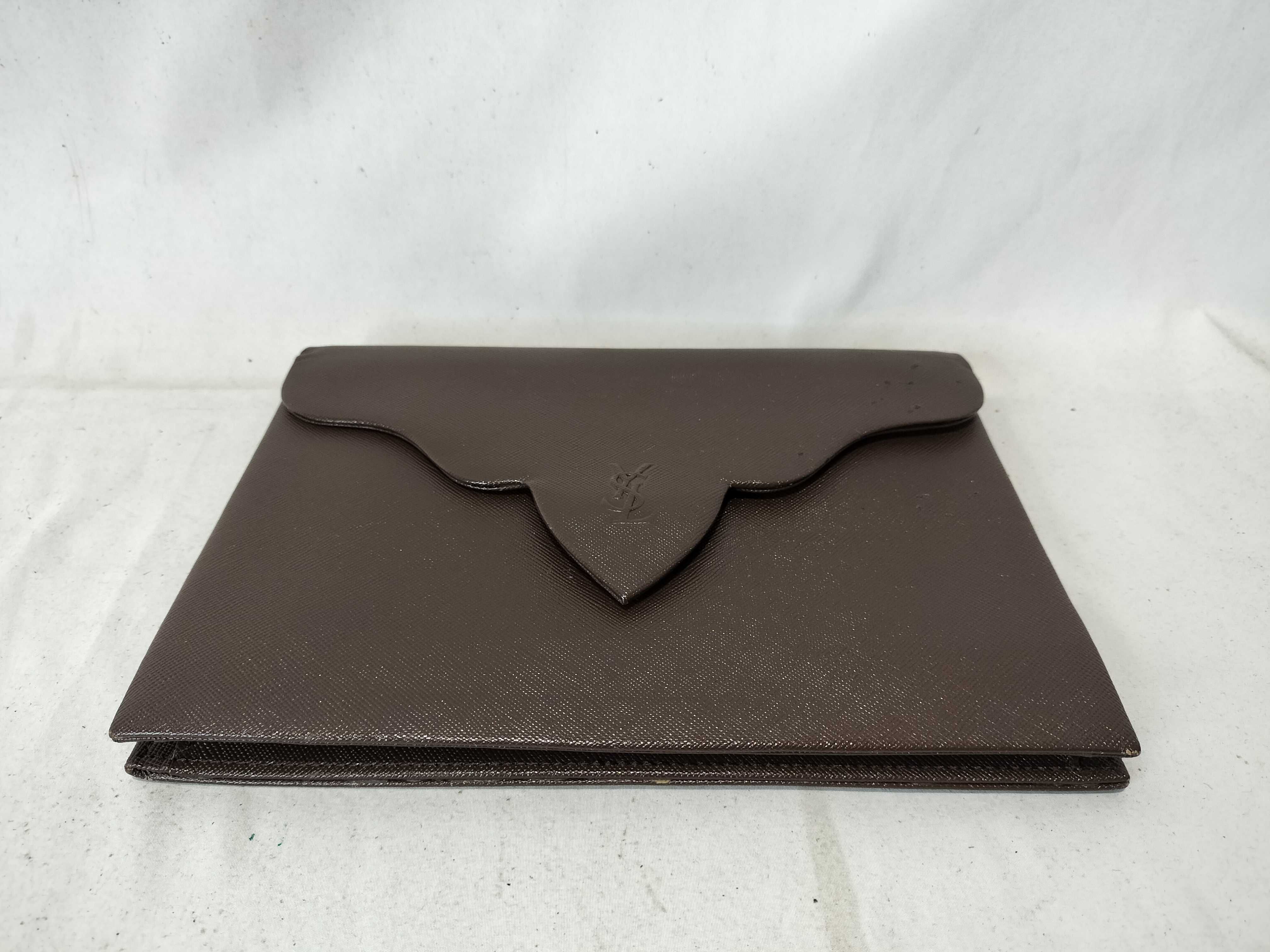 Leather YSL Logo Clutch Bag (Second Bag) — view 5