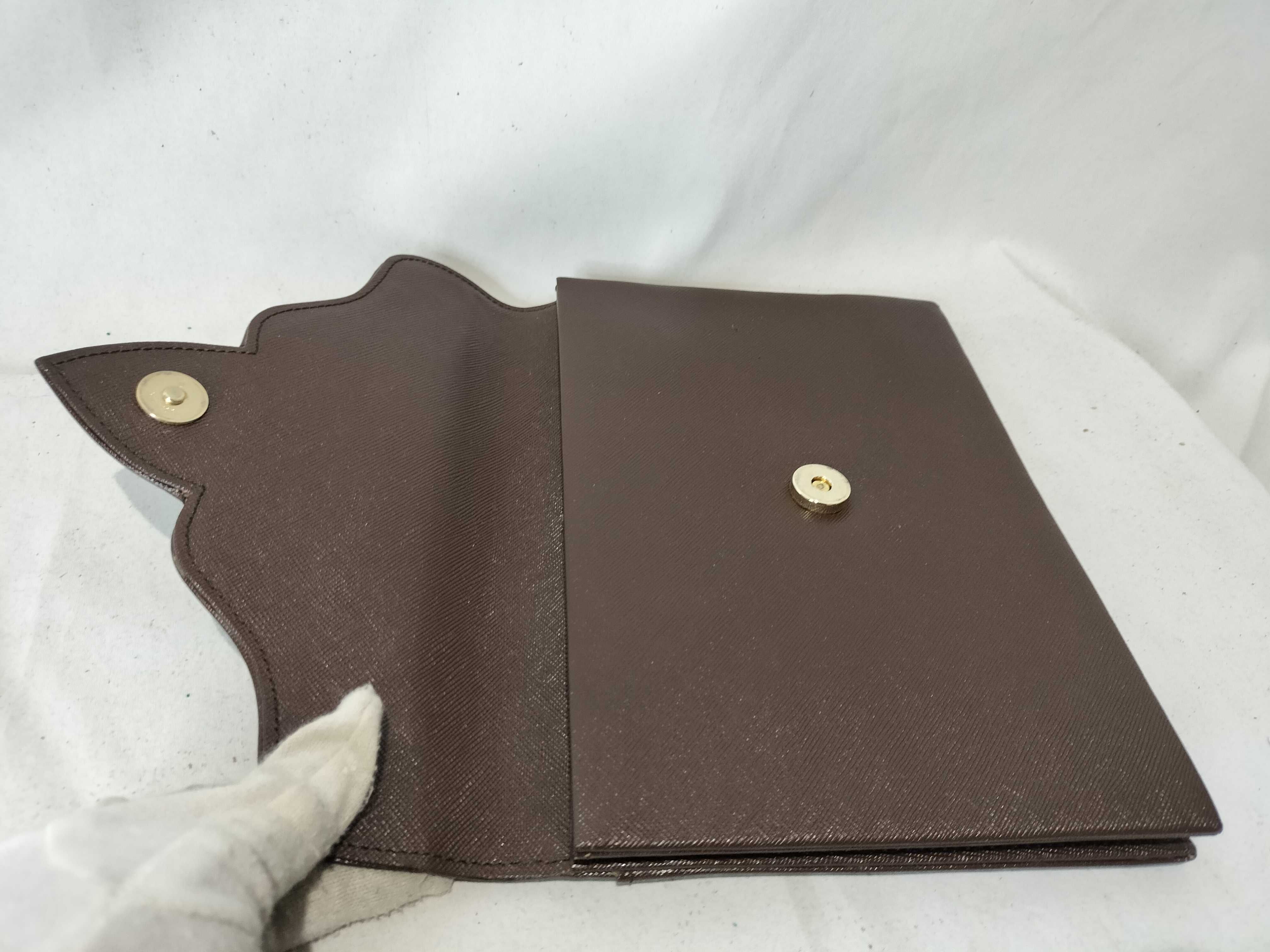 Leather YSL Logo Clutch Bag (Second Bag) — view 6
