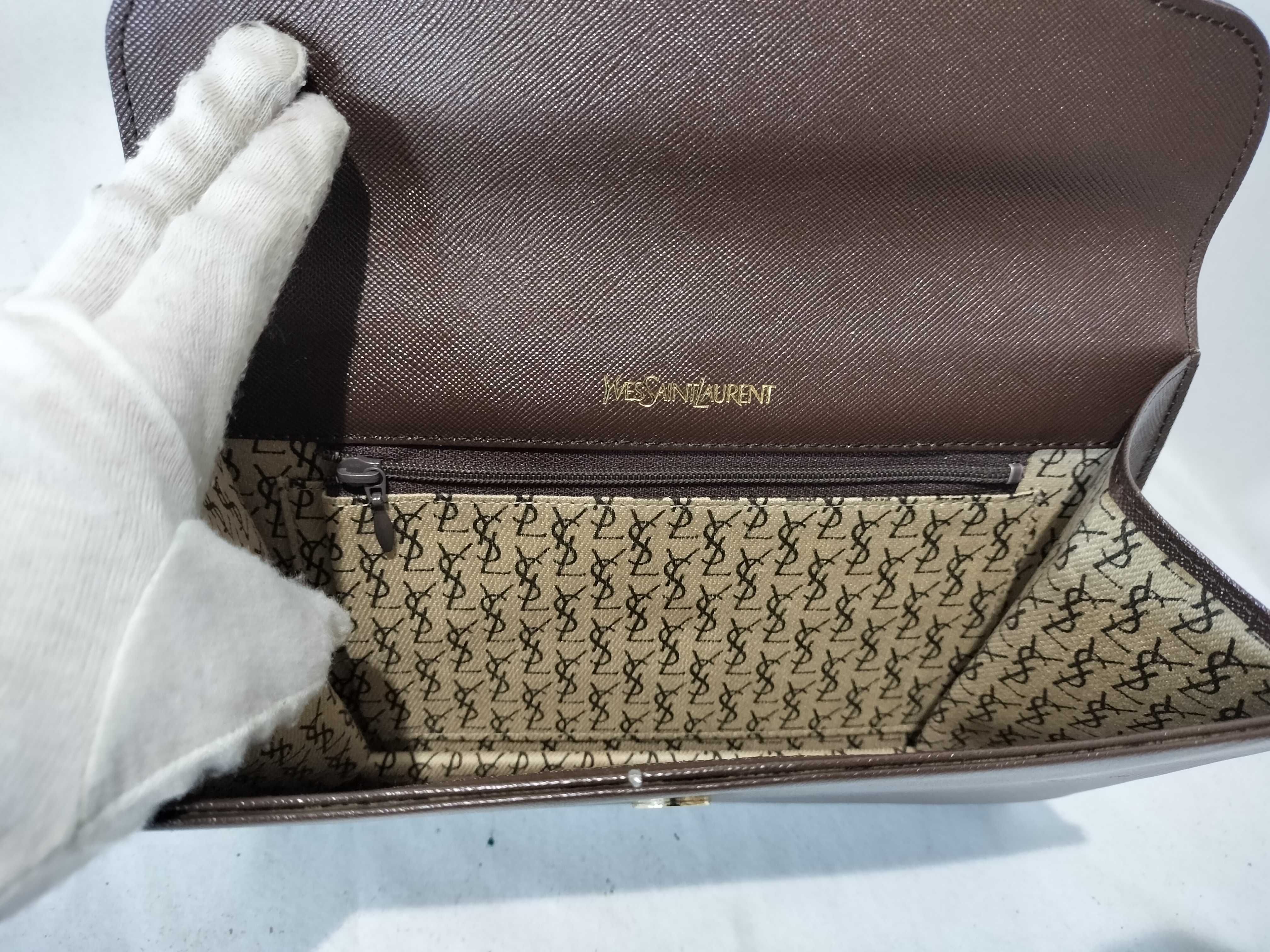 Leather YSL Logo Clutch Bag (Second Bag) — view 7