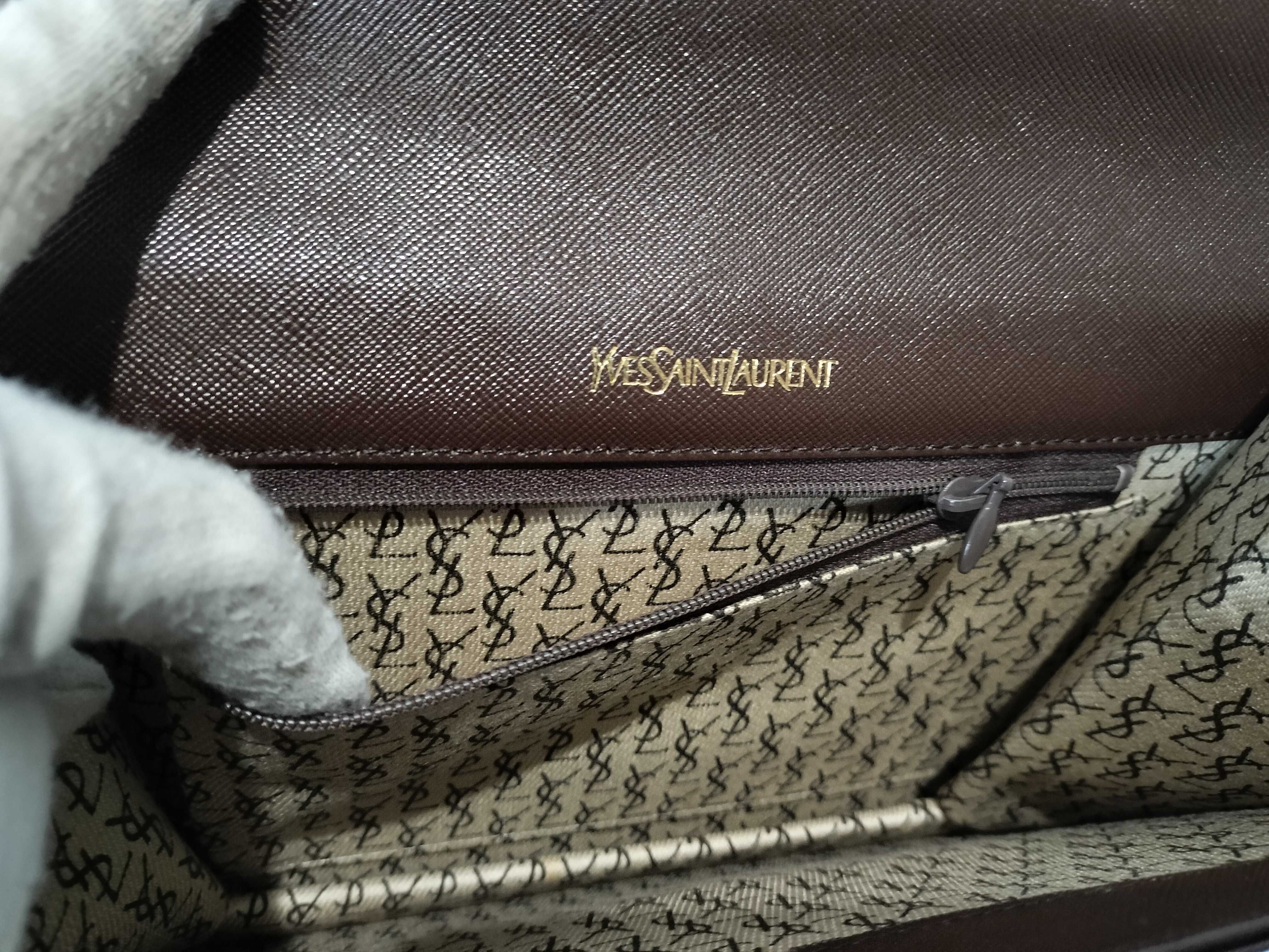 Leather YSL Logo Clutch Bag (Second Bag) — view 8