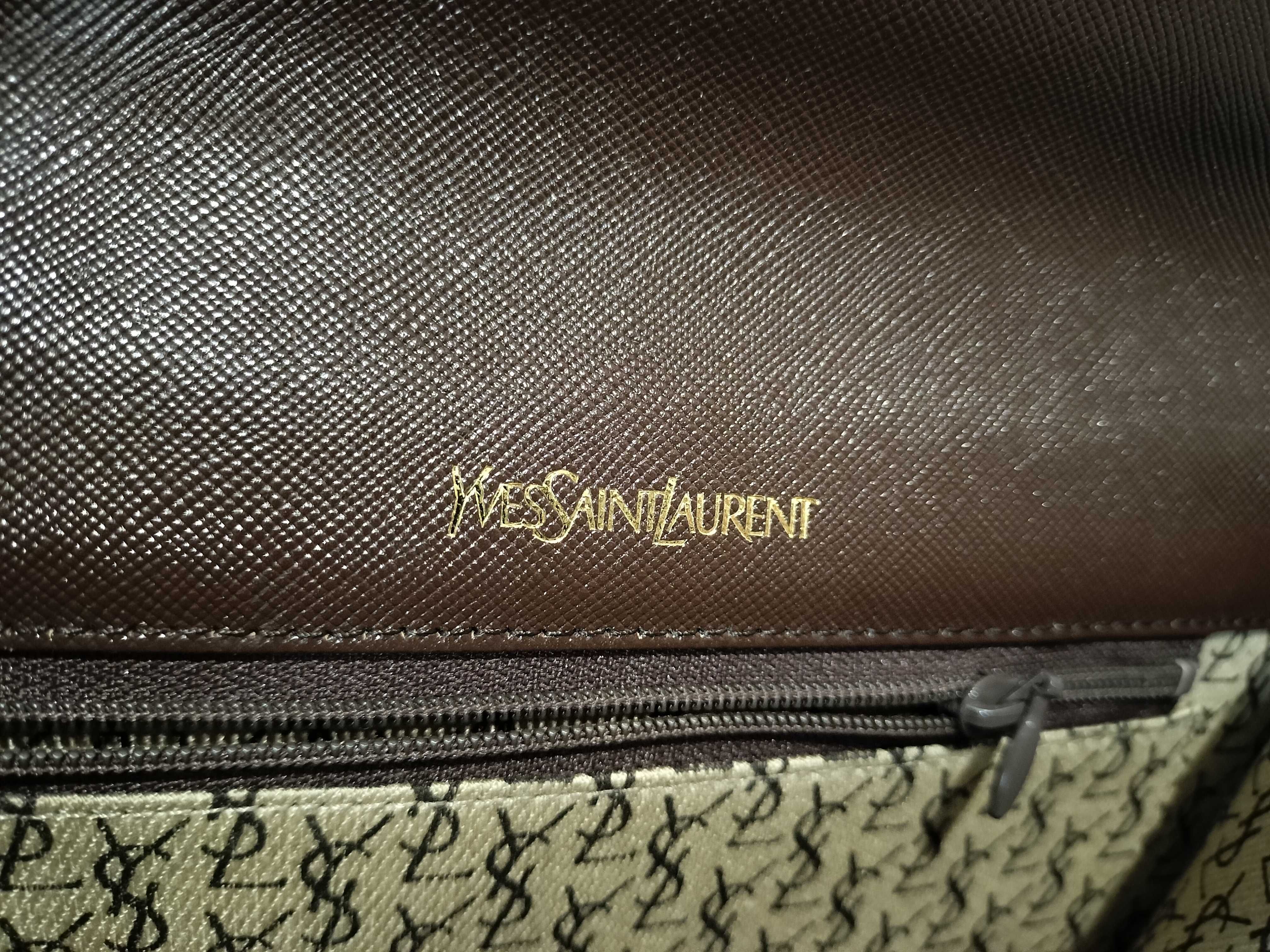Leather YSL Logo Clutch Bag (Second Bag) — view 9