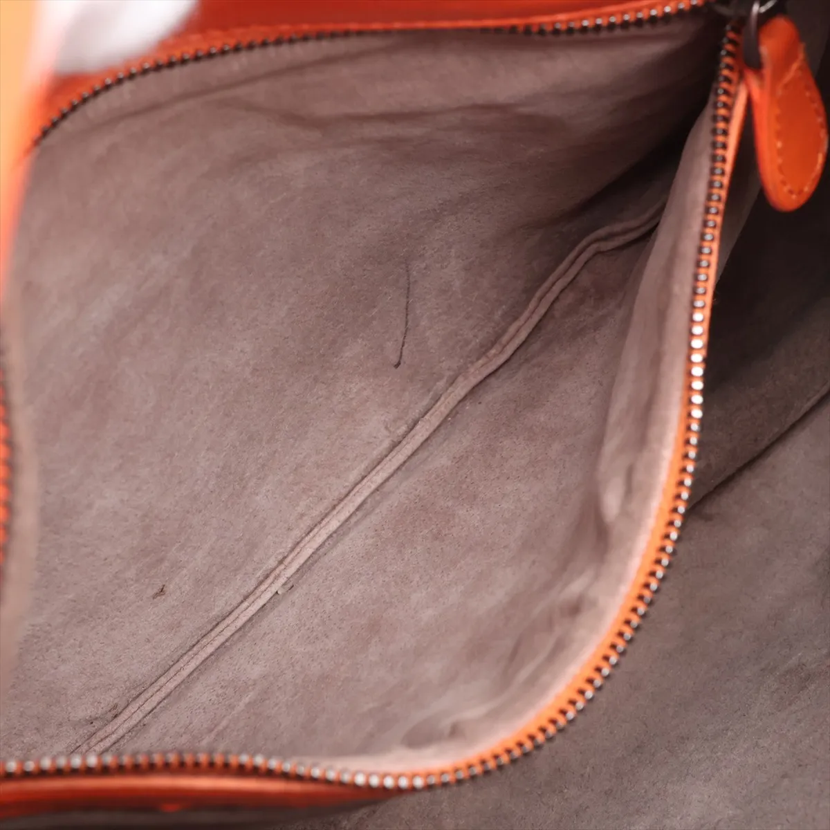 Intrecciato Hobo Leather Shoulder Bag, Orange, with Mirror — view 8