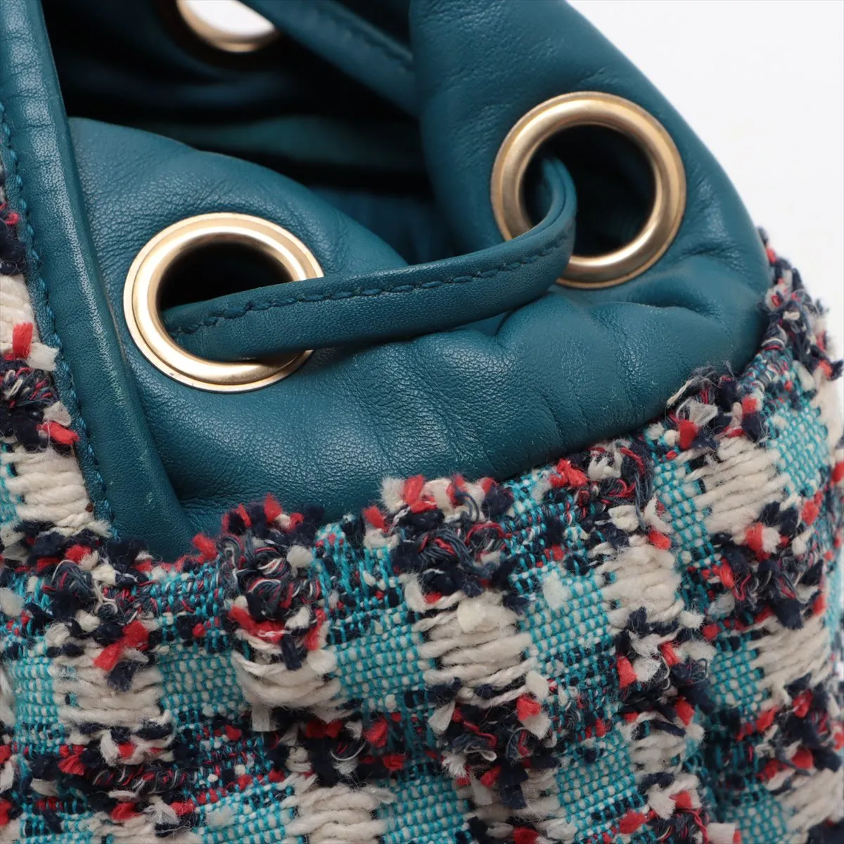 Matelasse Tweed x Leather Chain Backpack Blue Gold Hardware 23836265 23rd Series — view 12