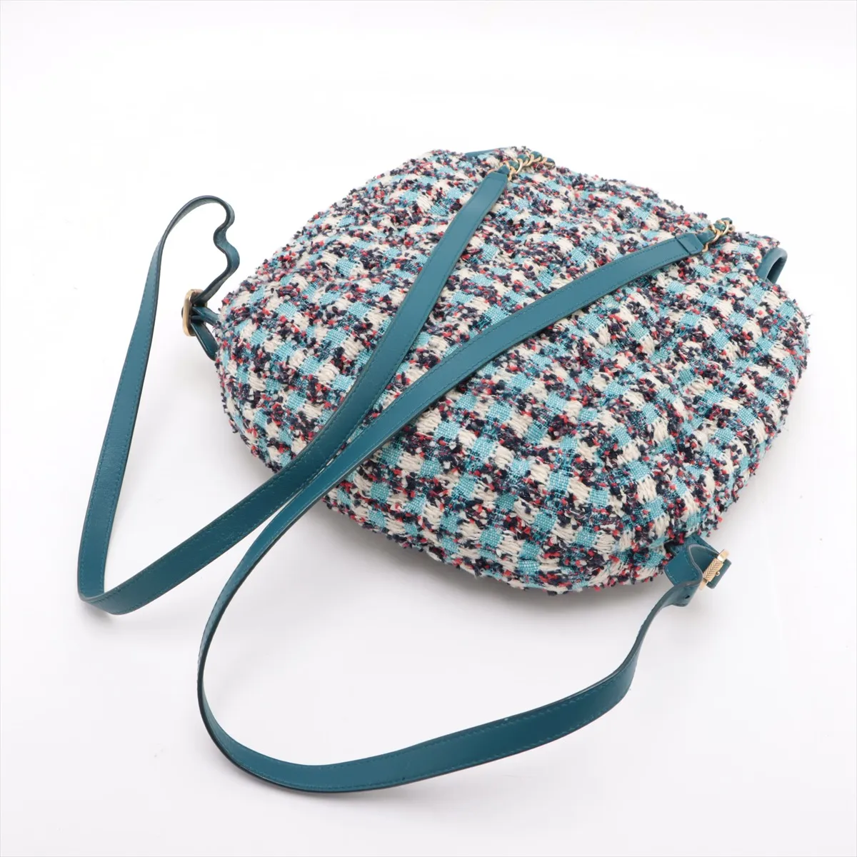 Matelasse Tweed x Leather Chain Backpack Blue Gold Hardware 23836265 23rd Series — view 5