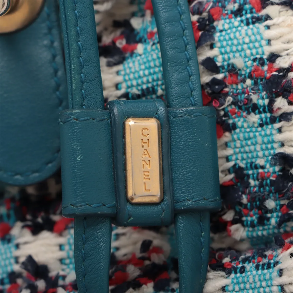 Matelasse Tweed x Leather Chain Backpack Blue Gold Hardware 23836265 23rd Series — view 9