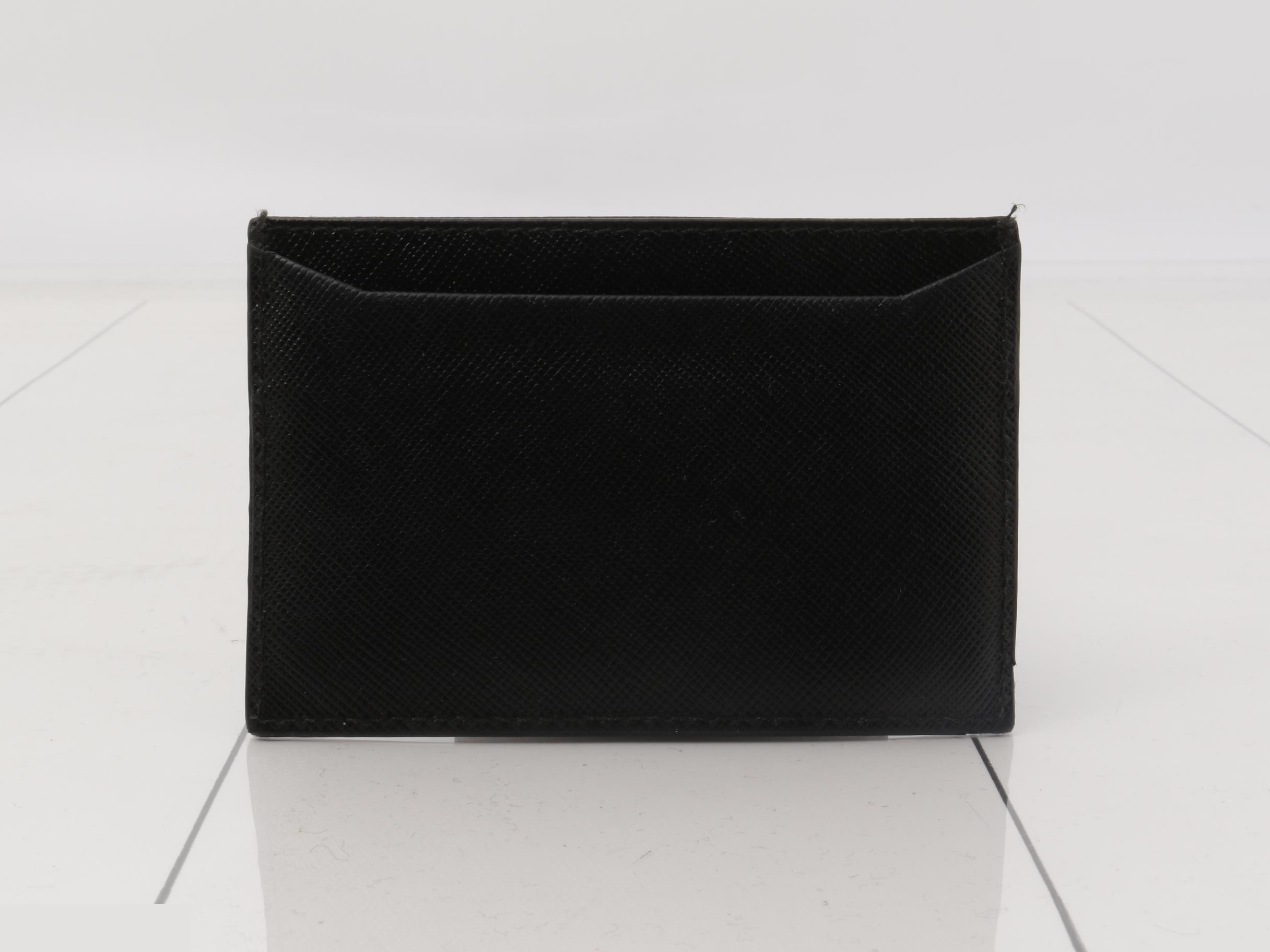 Logo card case, Saffiano leather, black — view 2