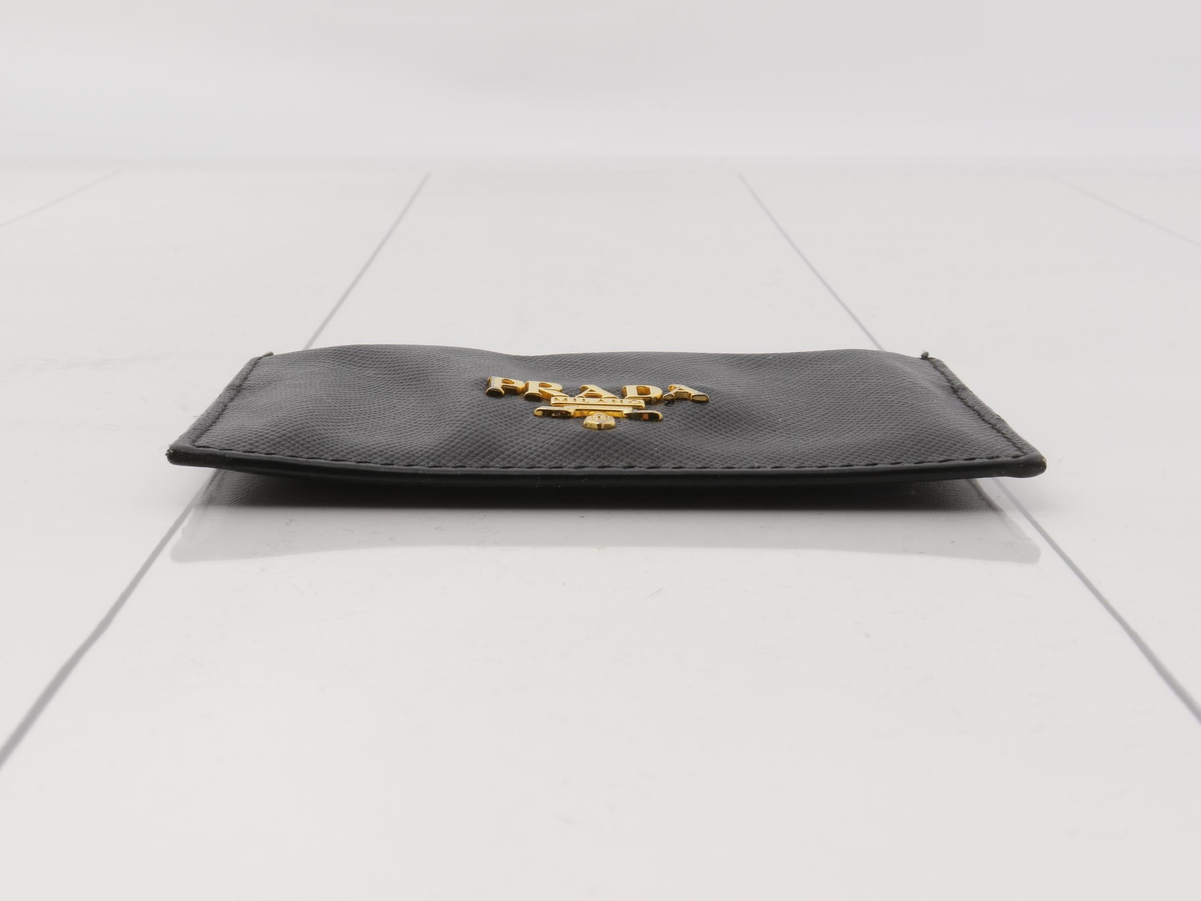 Logo card case, Saffiano leather, black — view 3
