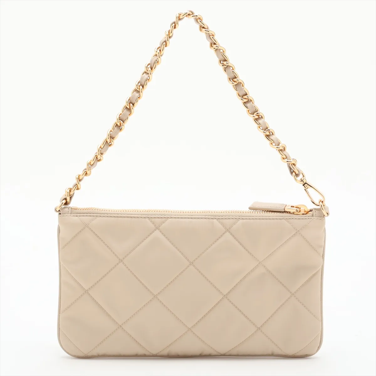 Tessuto Inpunto 1NI054 Nylon x Leather Chain Shoulder Bag Beige — view 2