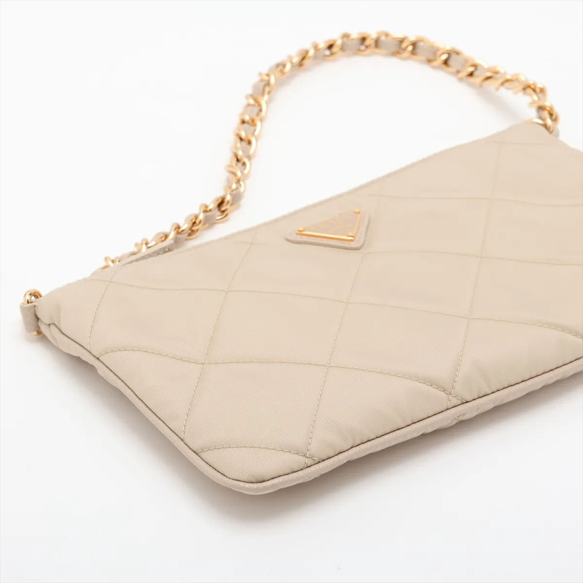 Tessuto Inpunto 1NI054 Nylon x Leather Chain Shoulder Bag Beige — view 4