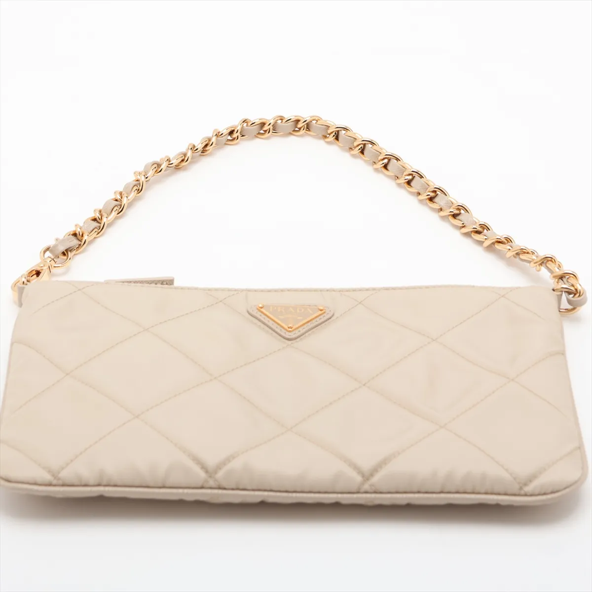Tessuto Inpunto 1NI054 Nylon x Leather Chain Shoulder Bag Beige — view 6