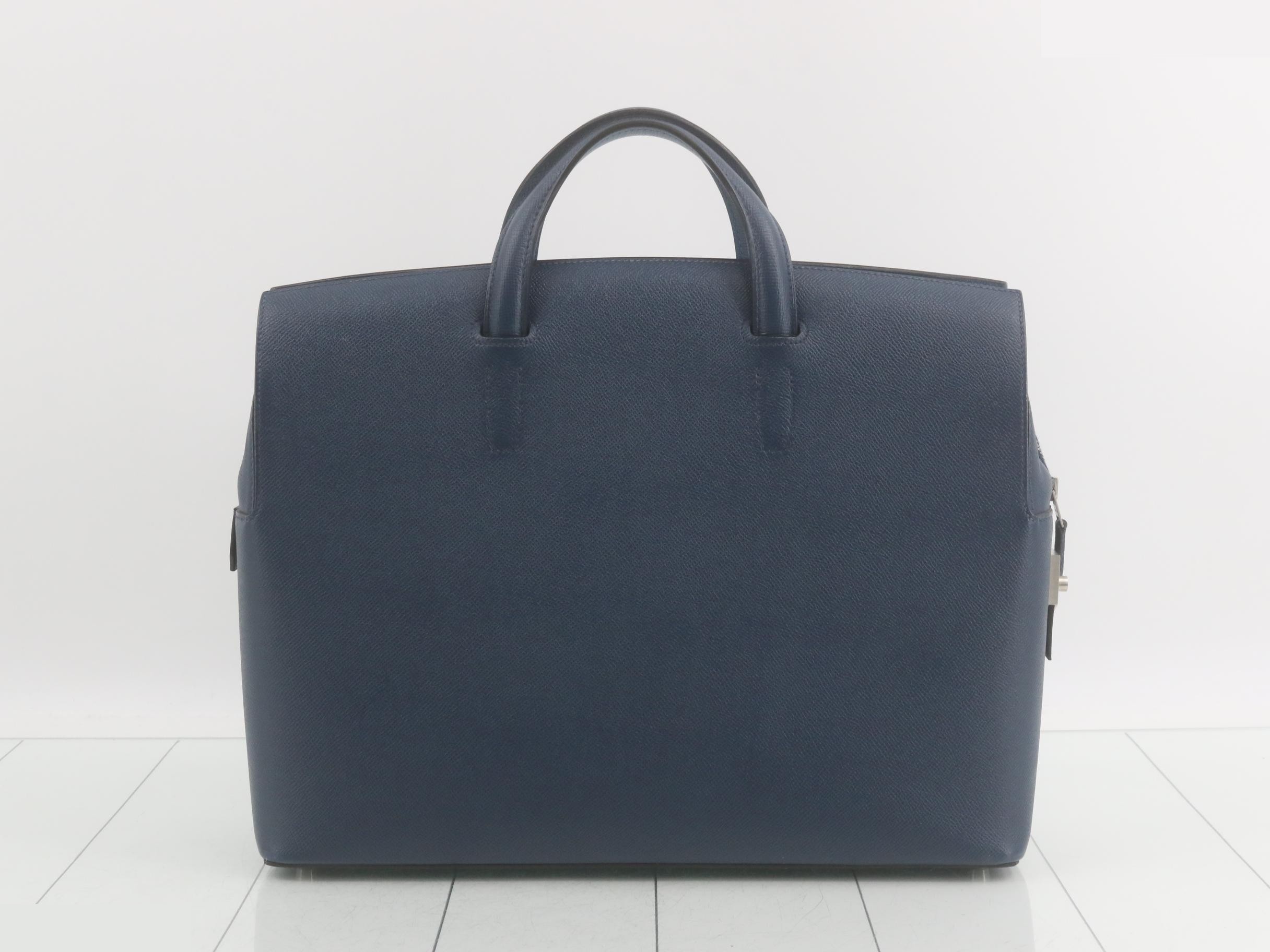 City Hall 38 Tote Bag, C Stamp, Epsom Leather, Blue Ankle — view 2