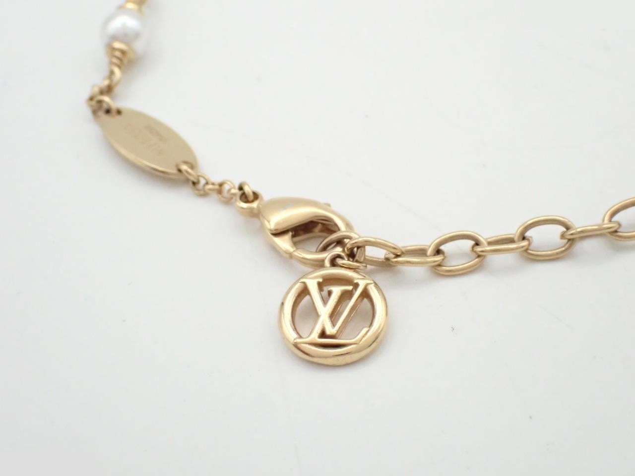 LV Heart Bracelet, GP (Gold Plated) with Resin Pearls, Wrist Circumference Approx. 22cm — view 3