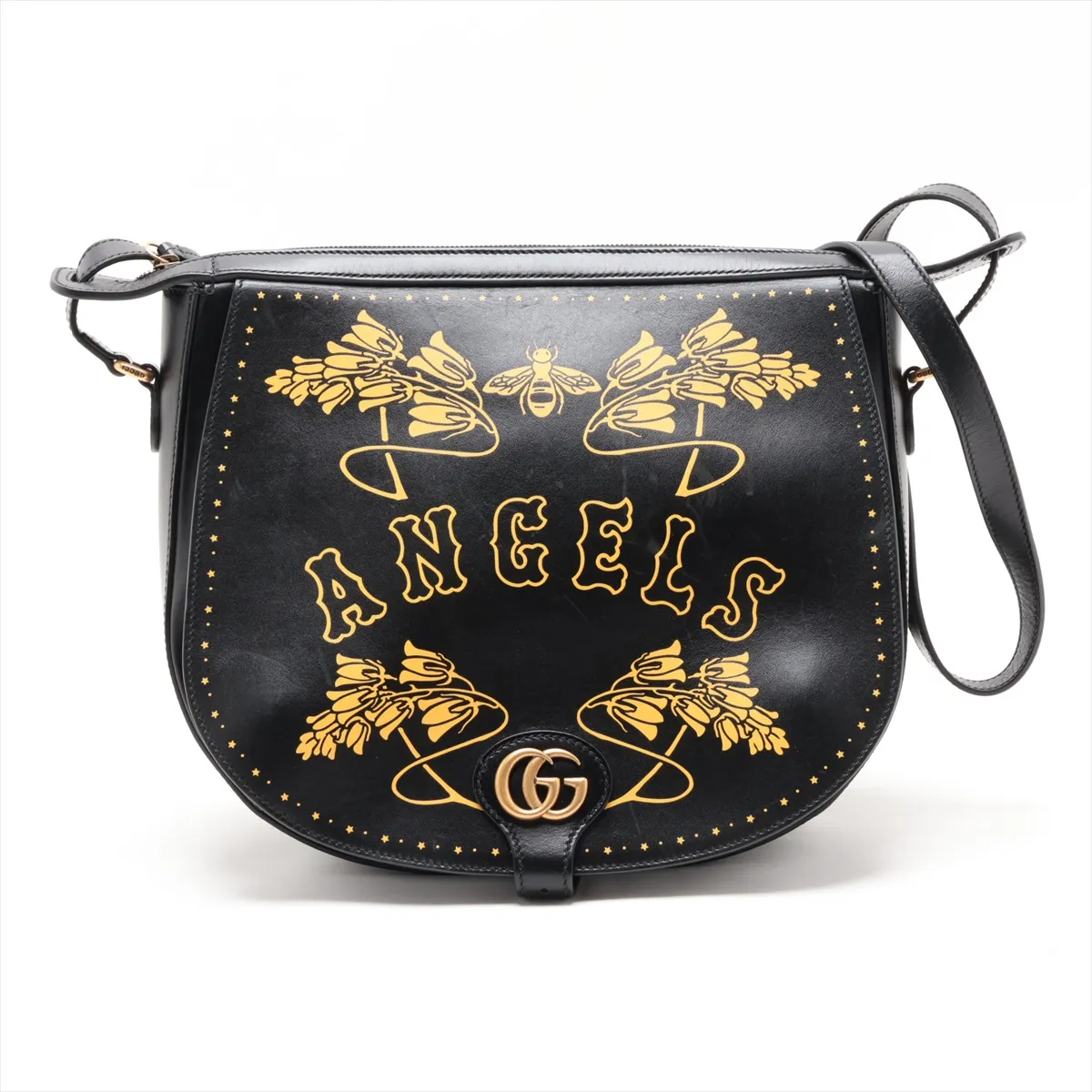 x Angels 536197 Leather Shoulder Bag, Black