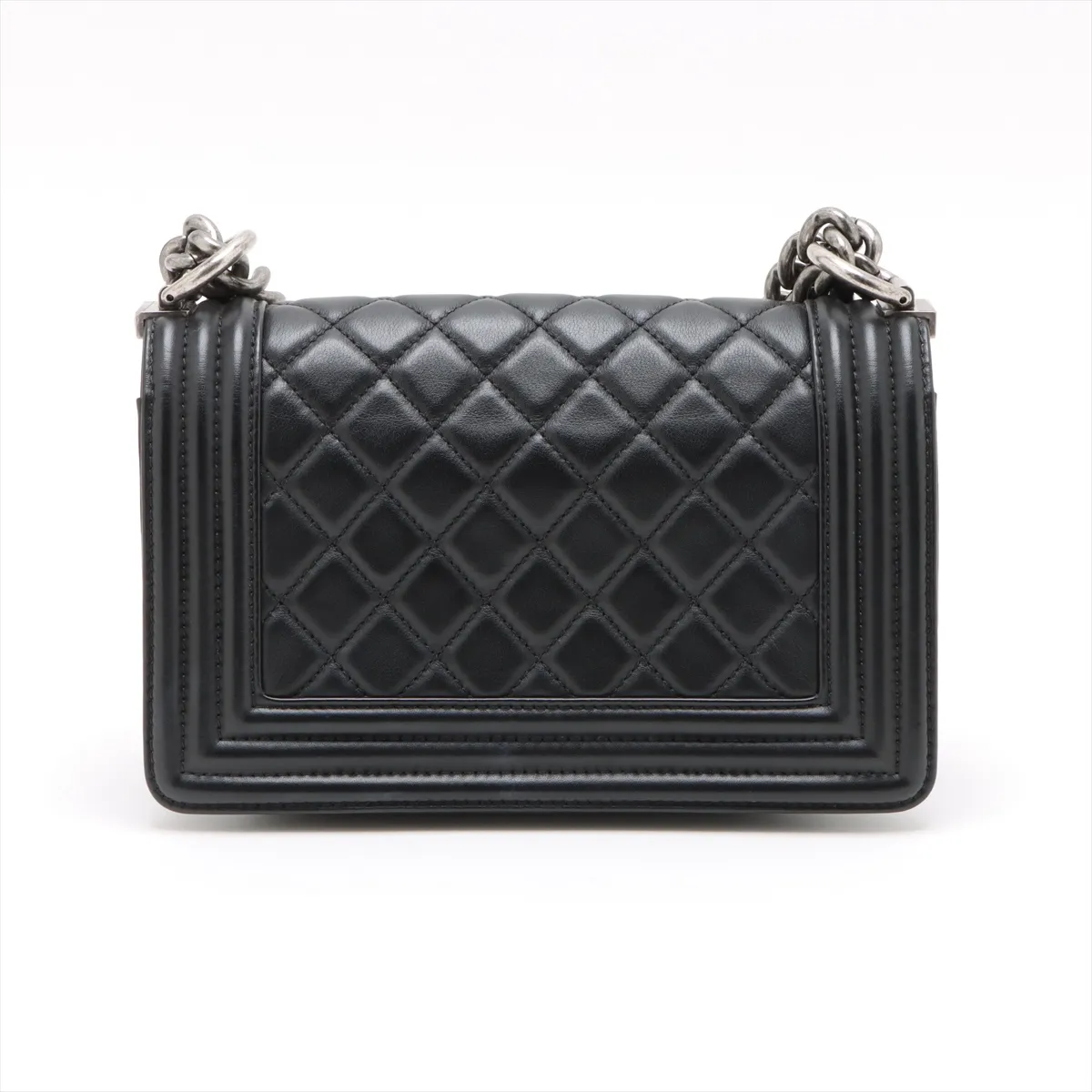 Boy Chanel 20 Small Lambskin Chain Shoulder Bag Black Gunmetal Hardware T43A8A2G Random Plate A67085 — view 2
