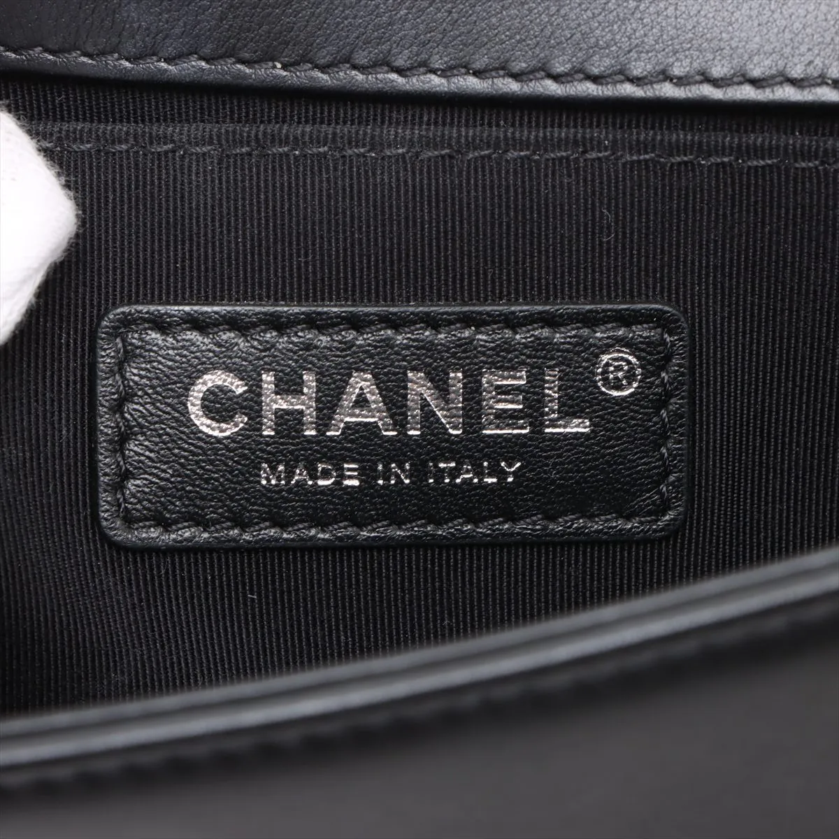 Boy Chanel 20 Small Lambskin Chain Shoulder Bag Black Gunmetal Hardware T43A8A2G Random Plate A67085 — view 8