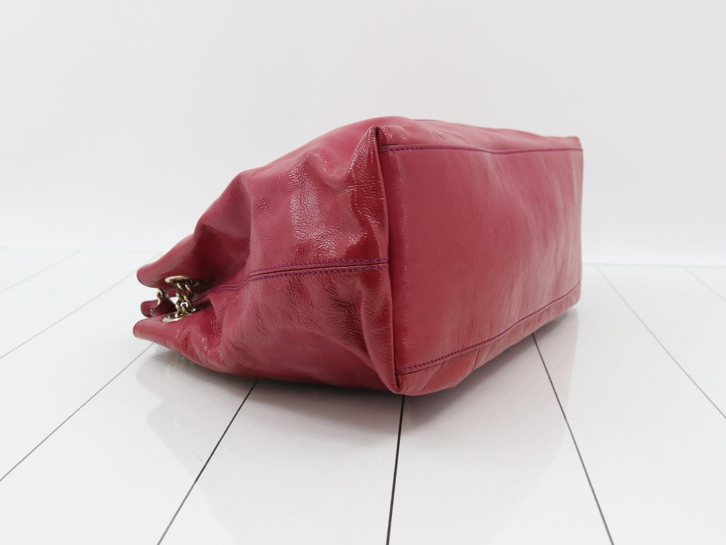 Soho Chain Shoulder Bag, Patent Leather, Tassel, Red — view 5