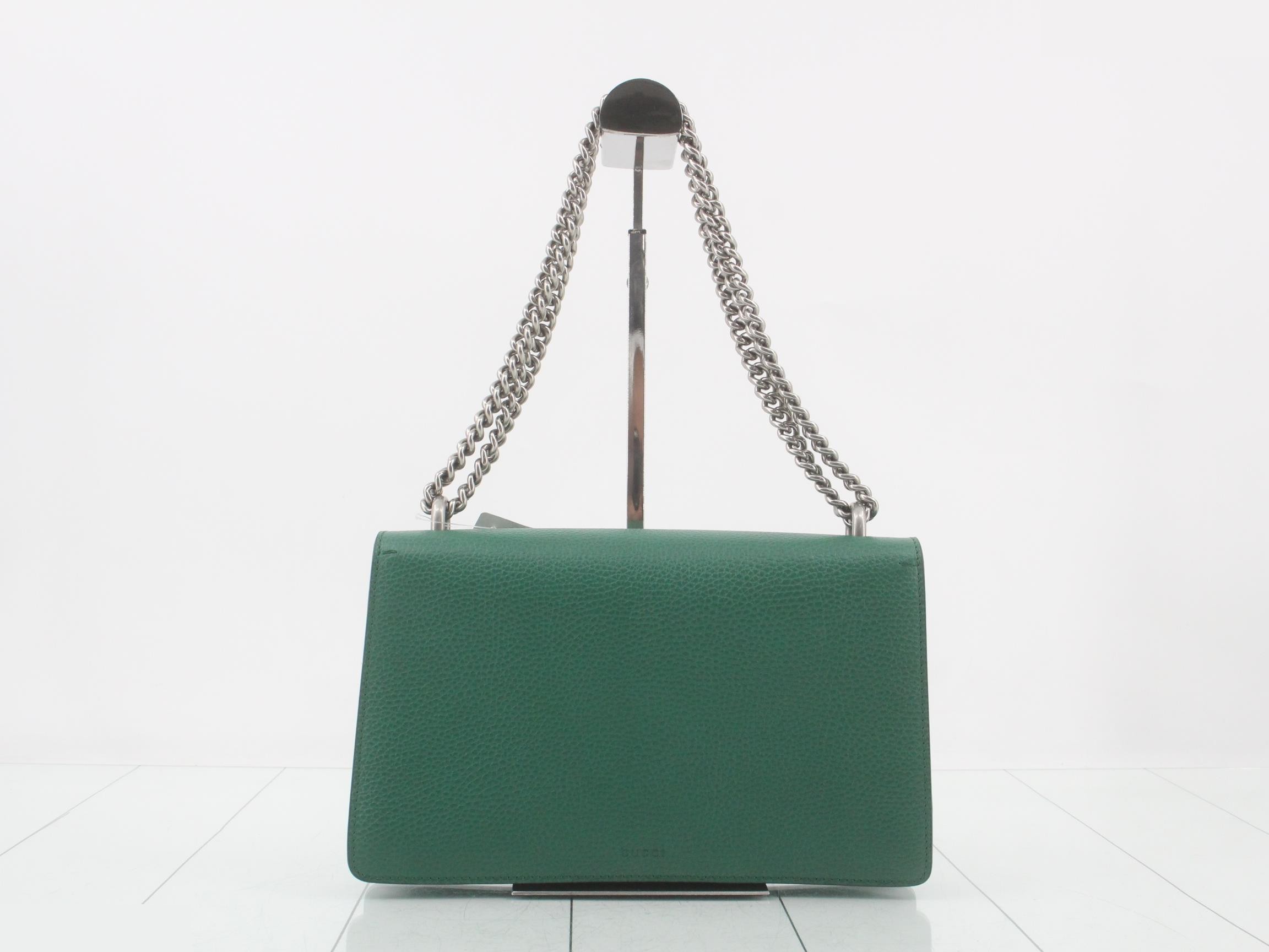 Dionysus Leather Chain Shoulder Bag, Green — view 2