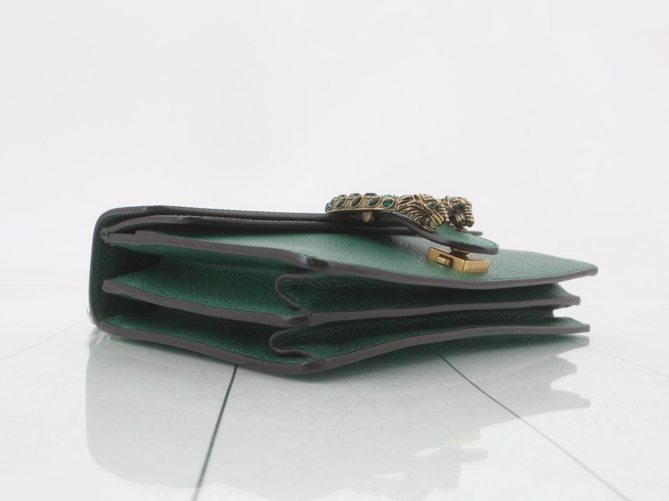 Dionysus Leather Chain Shoulder Bag, Green — view 5