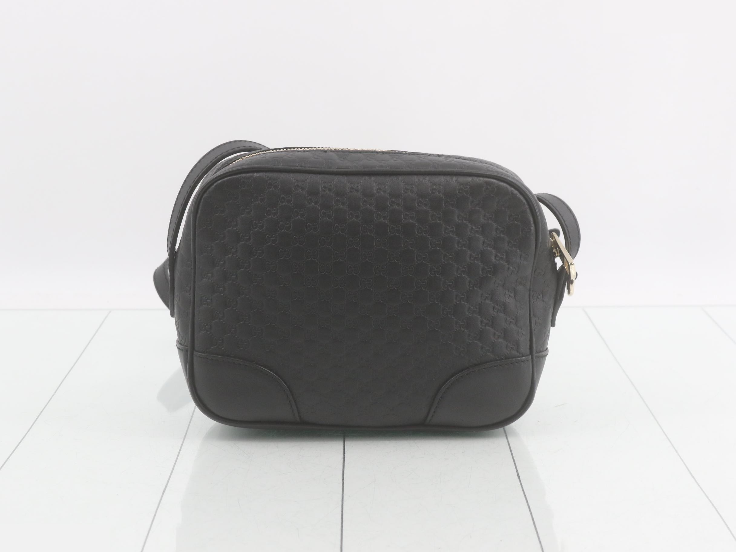 Micro GG Leather Shoulder Bag, Black — view 2