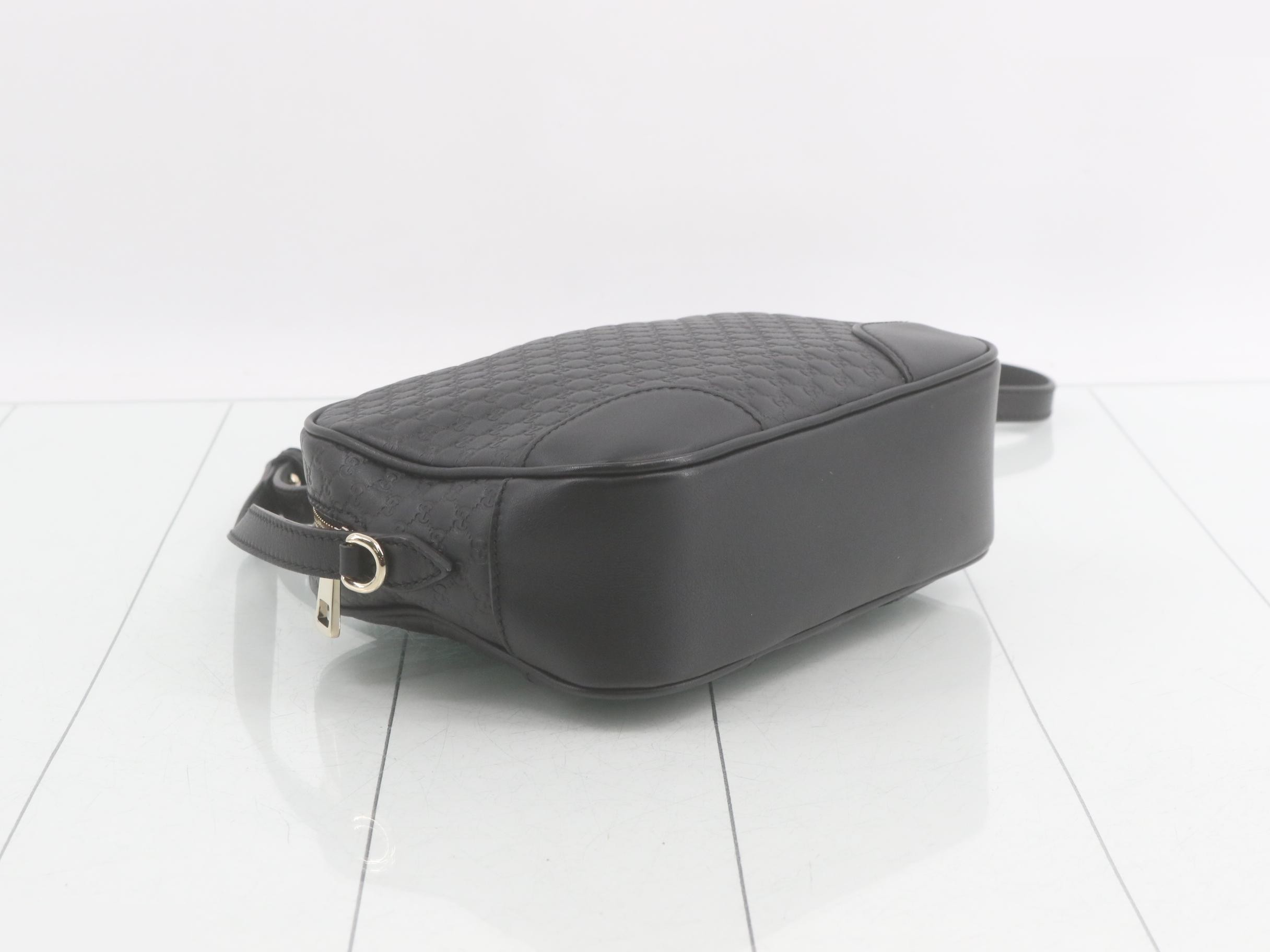 Micro GG Leather Shoulder Bag, Black — view 5