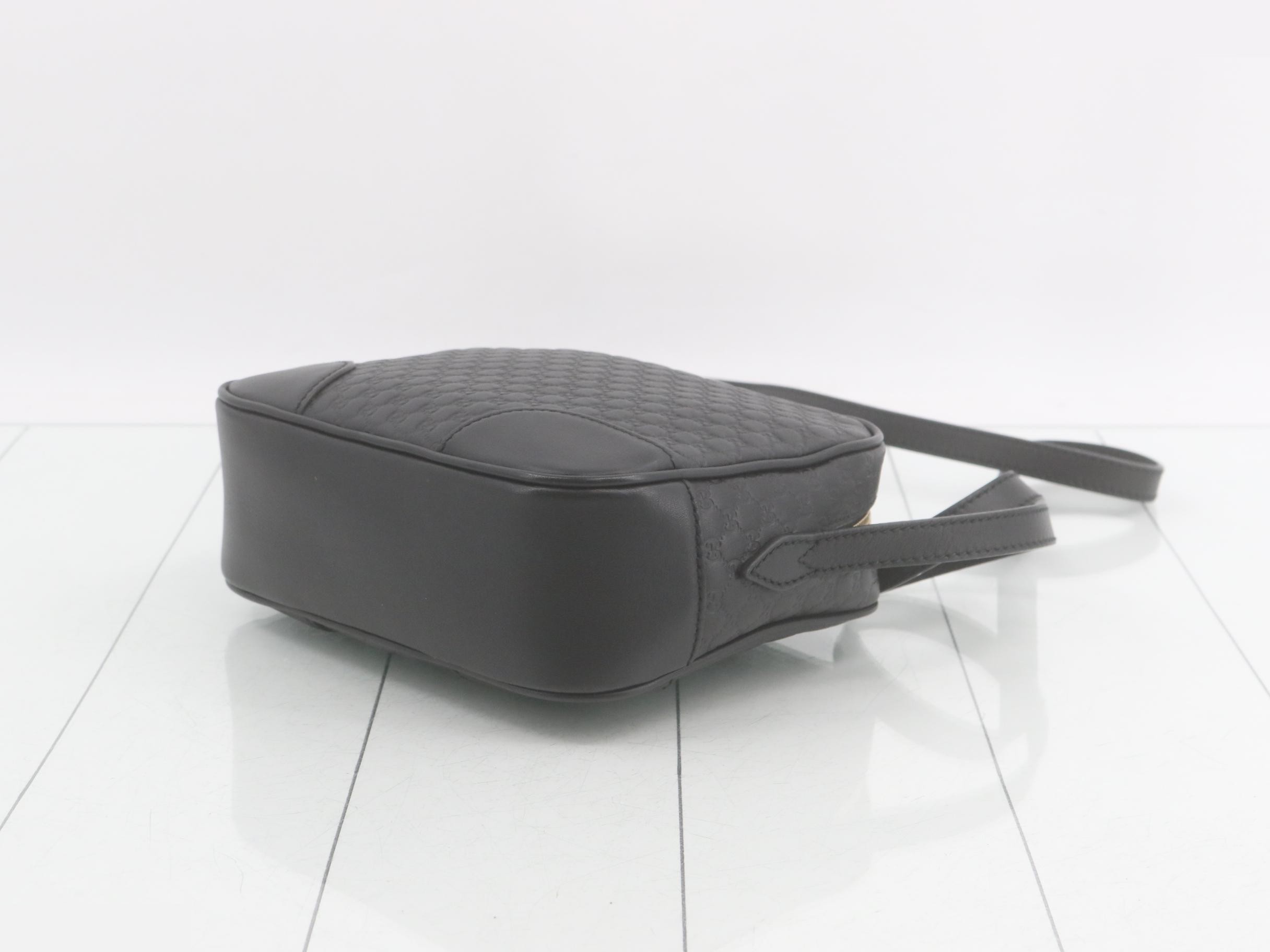 Micro GG Leather Shoulder Bag, Black — view 6