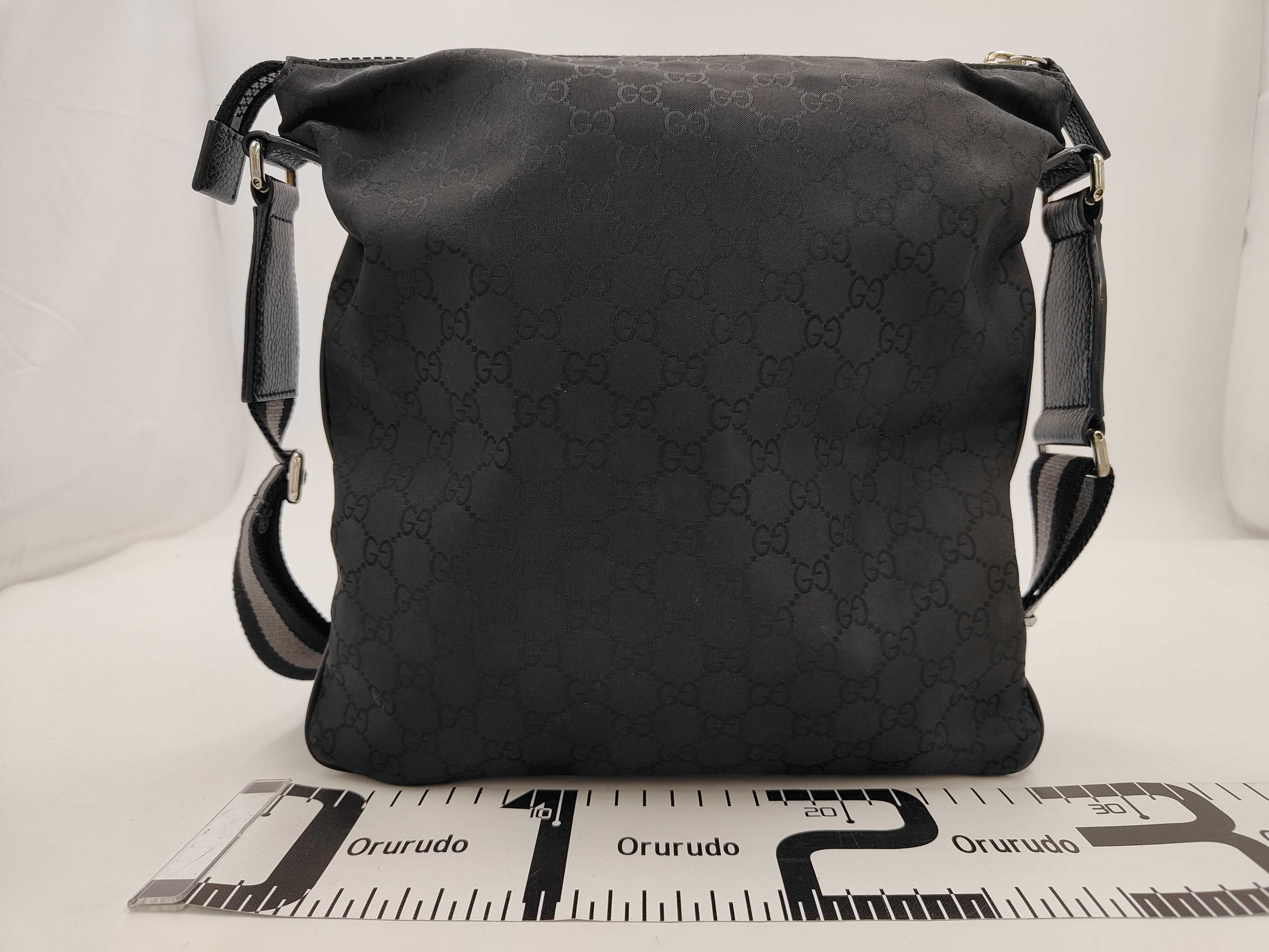 GG Pattern Nylon Sacoche Bag, Black, 449185 — view 2
