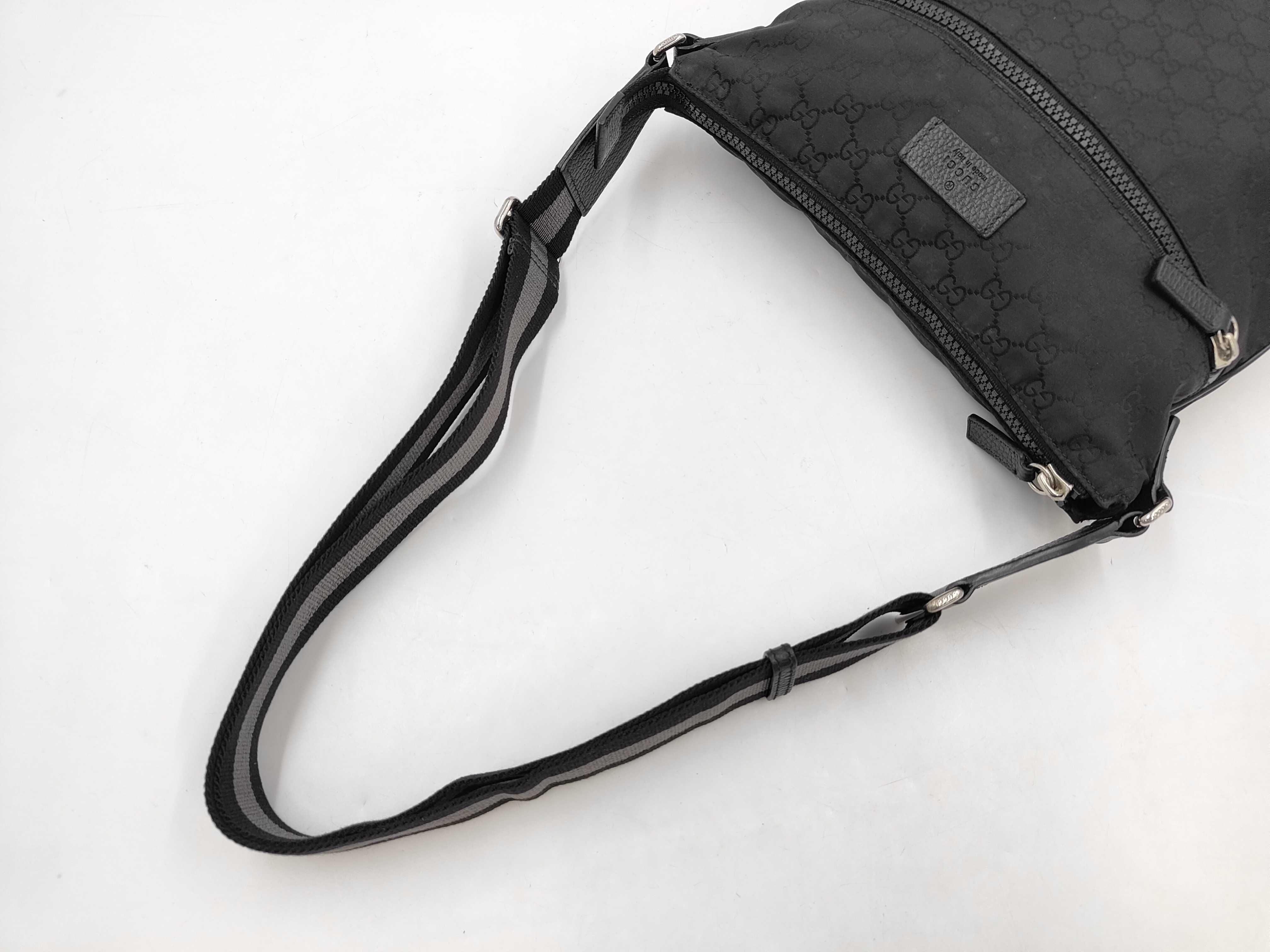 GG Pattern Nylon Sacoche Bag, Black, 449185 — view 5