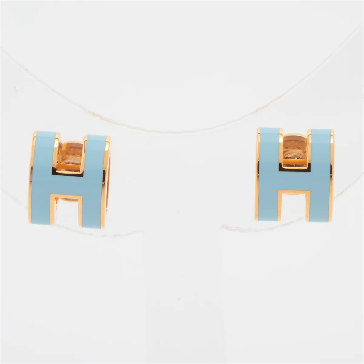 Mini Pop H Earrings (Pair) GP Gold x Blue - — view 2