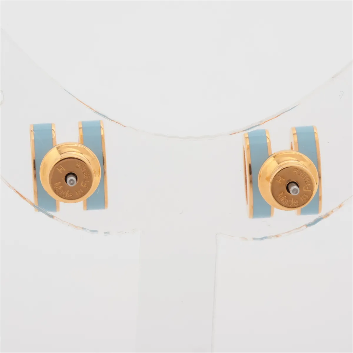 Mini Pop H Earrings (Pair) GP Gold x Blue - — view 3
