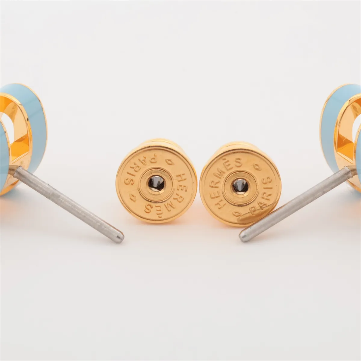 Mini Pop H Earrings (Pair) GP Gold x Blue - — view 4