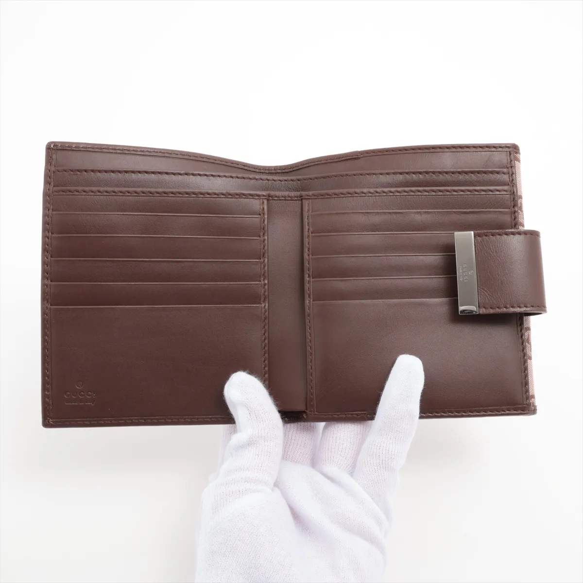GG Canvas x Leather Compact Wallet Brown x Pink 035 0416 2249 — view 3