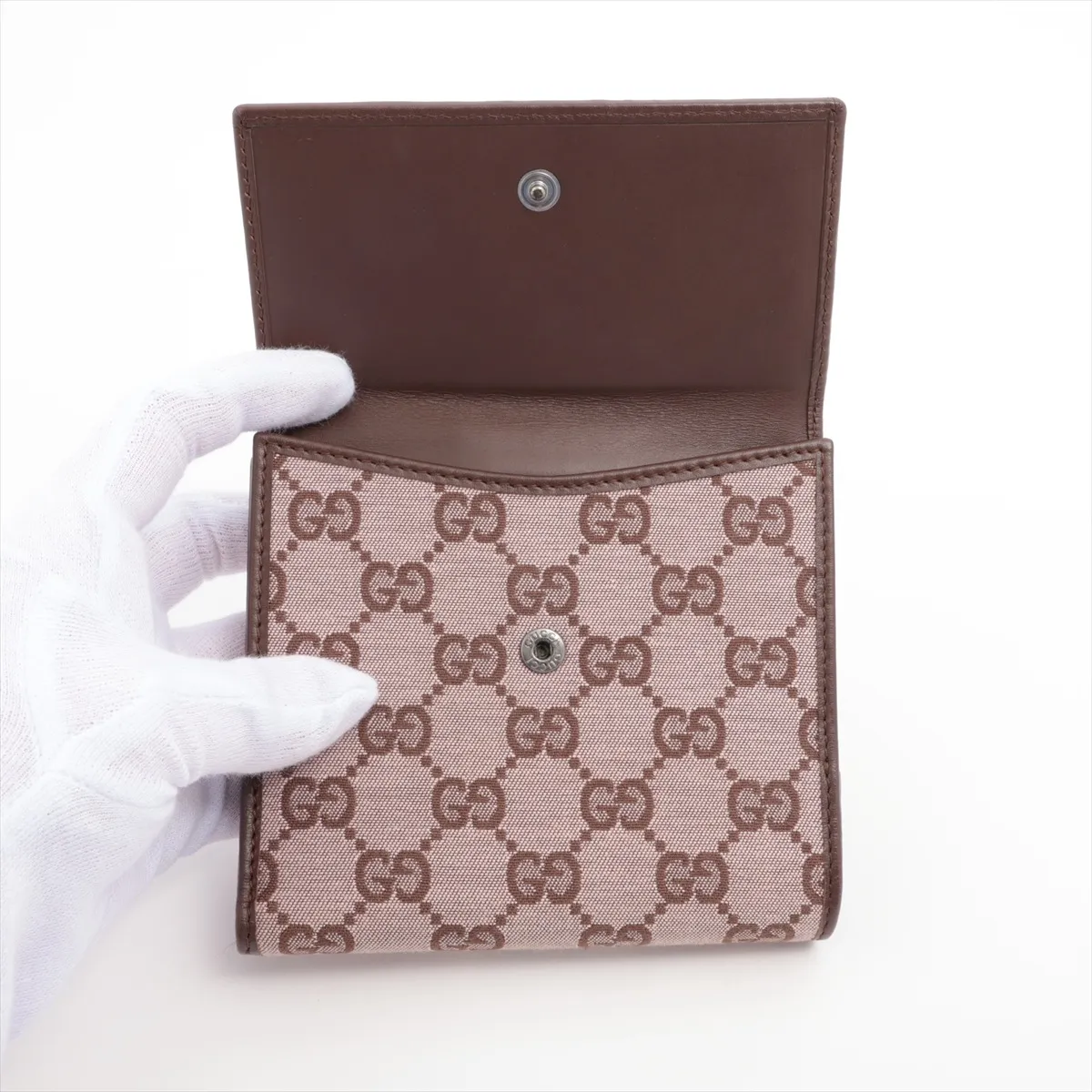 GG Canvas x Leather Compact Wallet Brown x Pink 035 0416 2249 — view 4