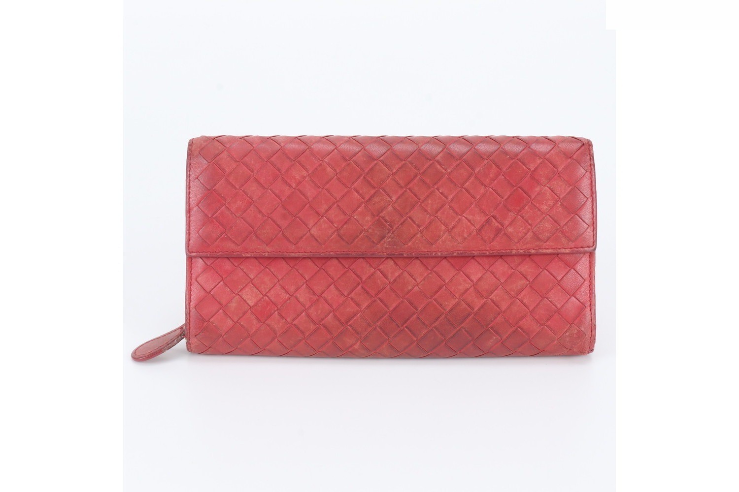 Intrecciato woven leather long wallet
