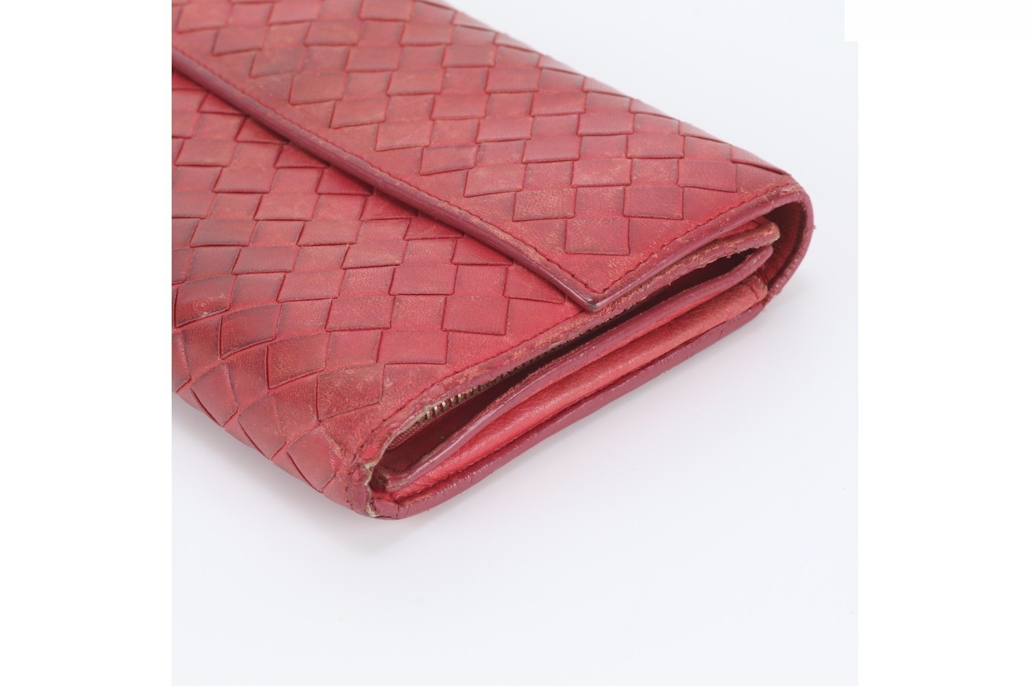 Intrecciato woven leather long wallet — view 3