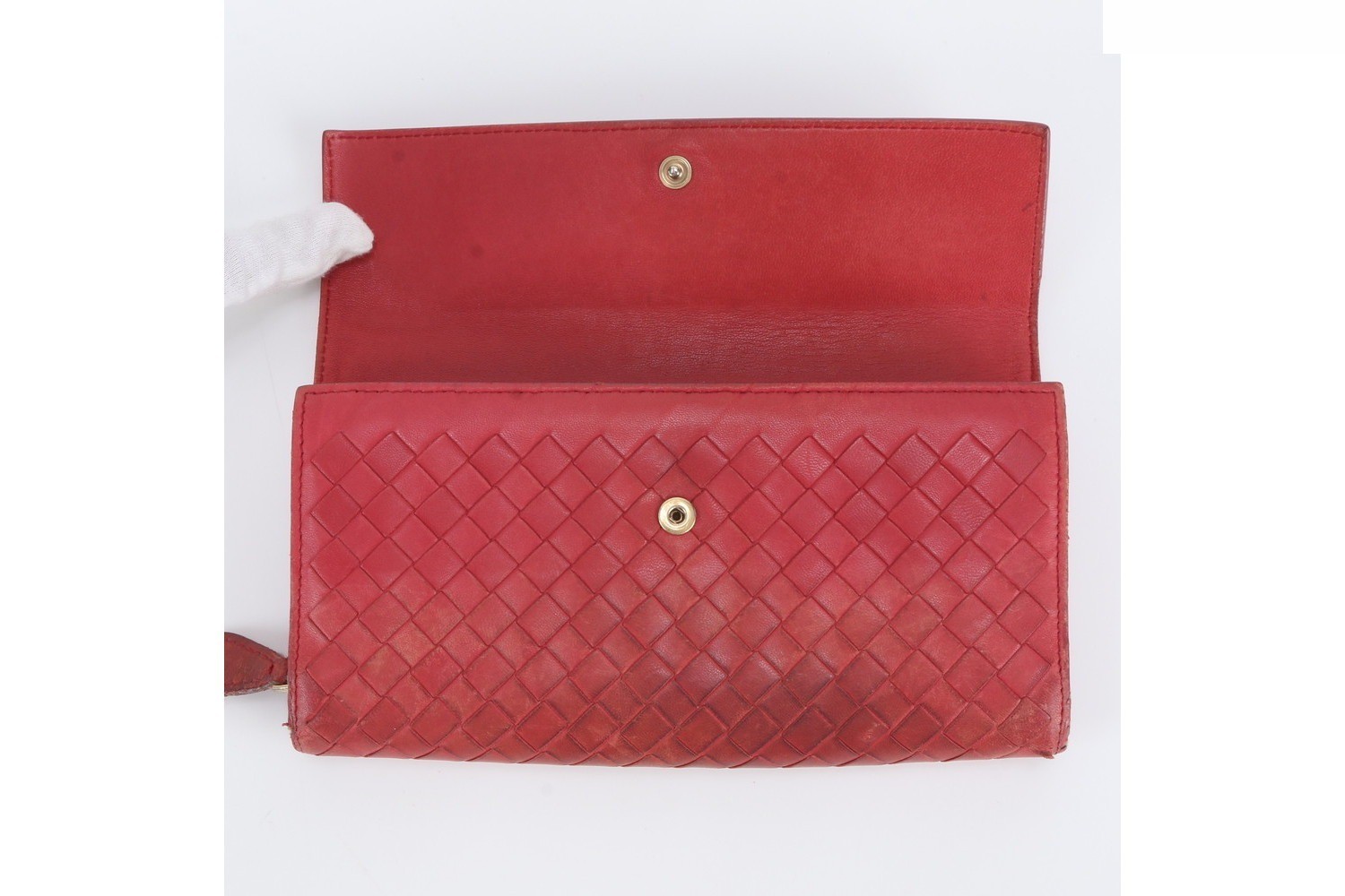 Intrecciato woven leather long wallet — view 6