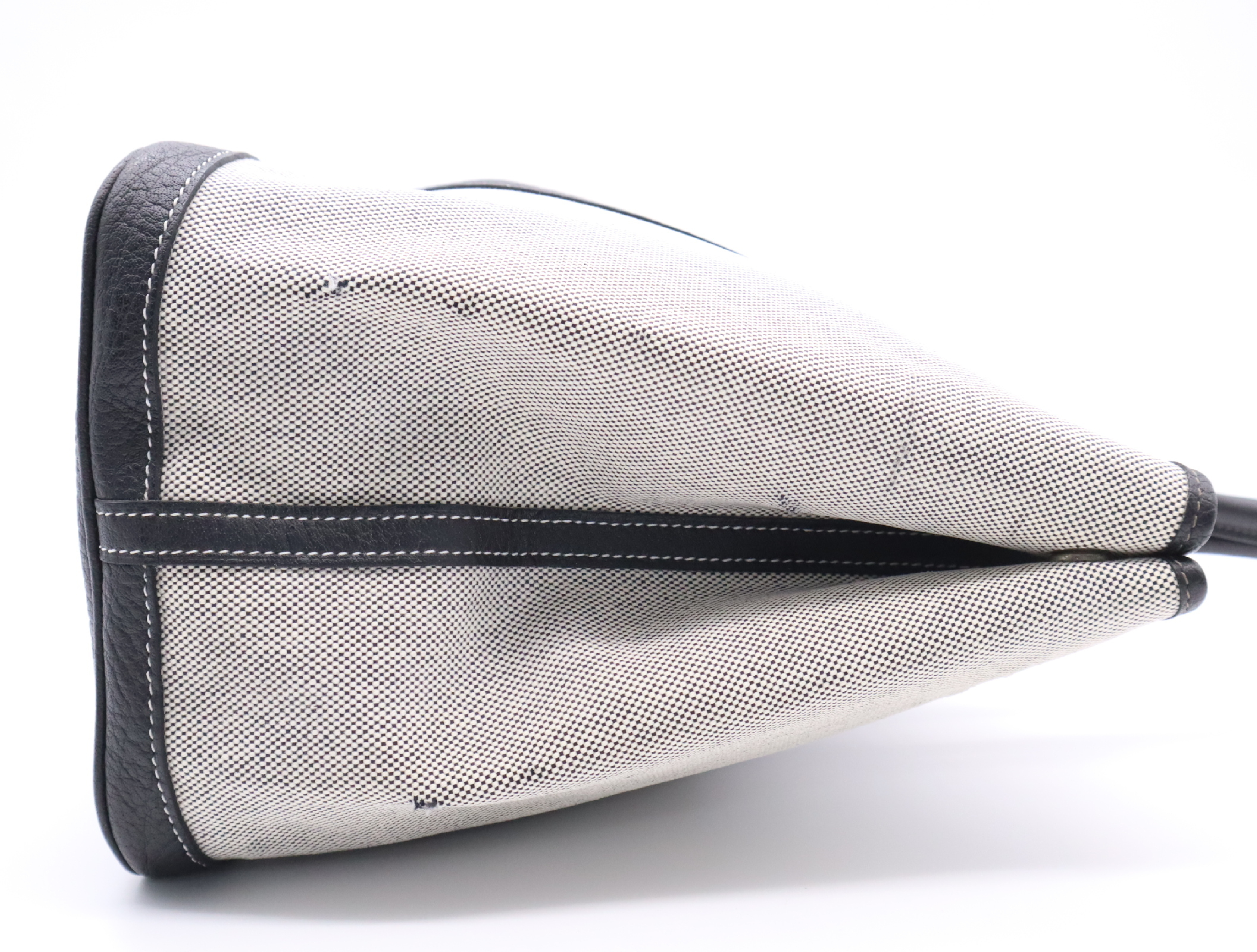 Leather Toile H Garden Party MM Black White Q Stamp 2013 Tote Bag — view 5