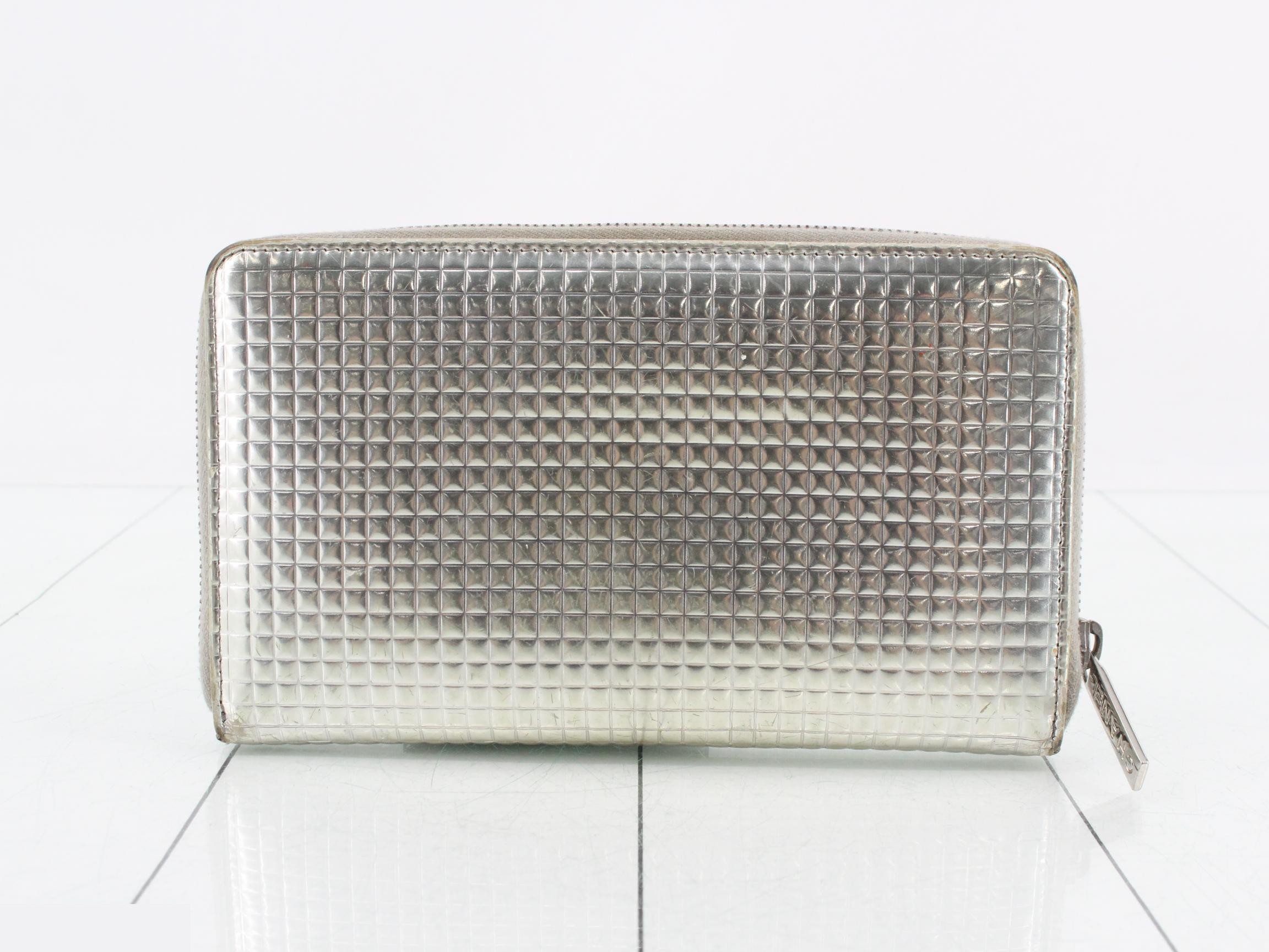 Micro Chocolate Bar Long Wallet, Round, Patent Leather, Silver Hardware — view 2