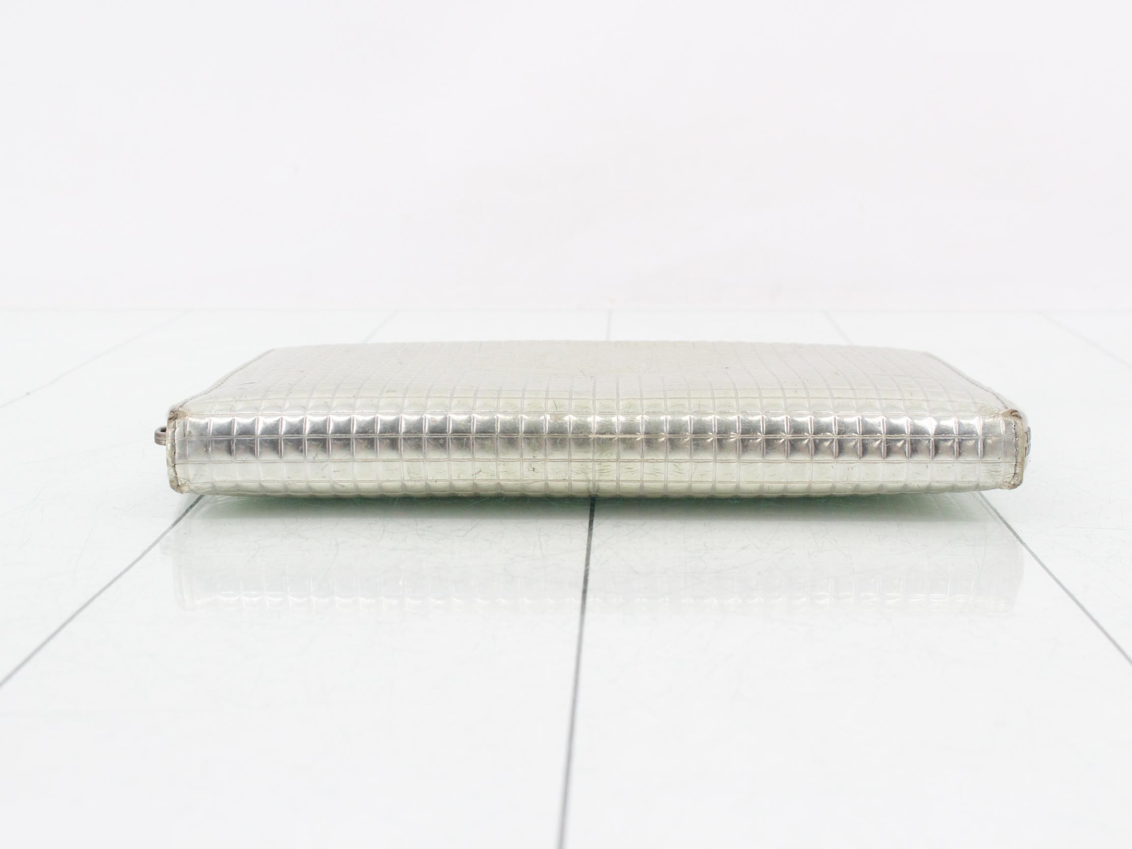 Micro Chocolate Bar Long Wallet, Round, Patent Leather, Silver Hardware — view 3