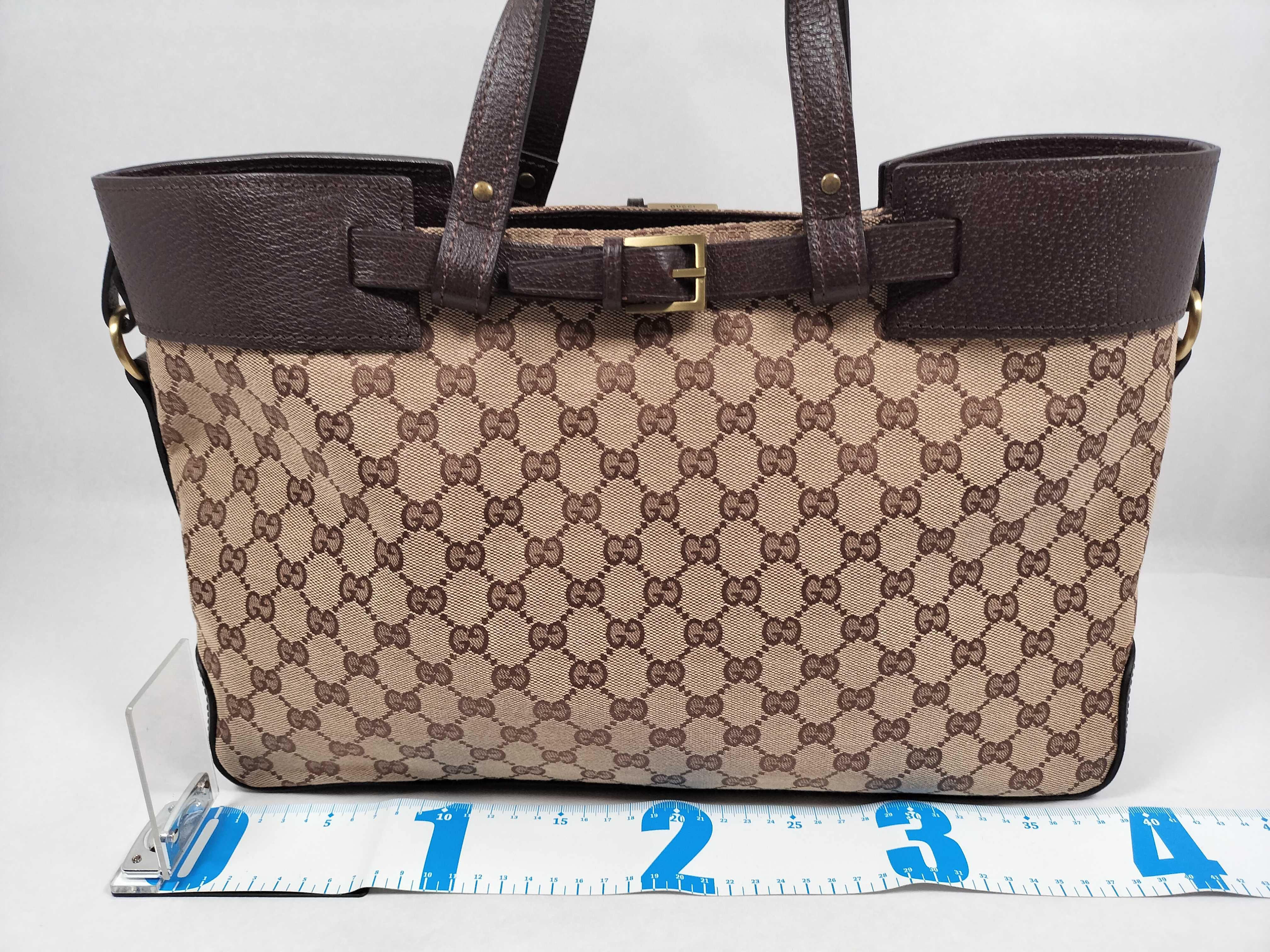 GG Canvas Tote Bag, Canvas Belt Leather GG Tote Bag — view 2