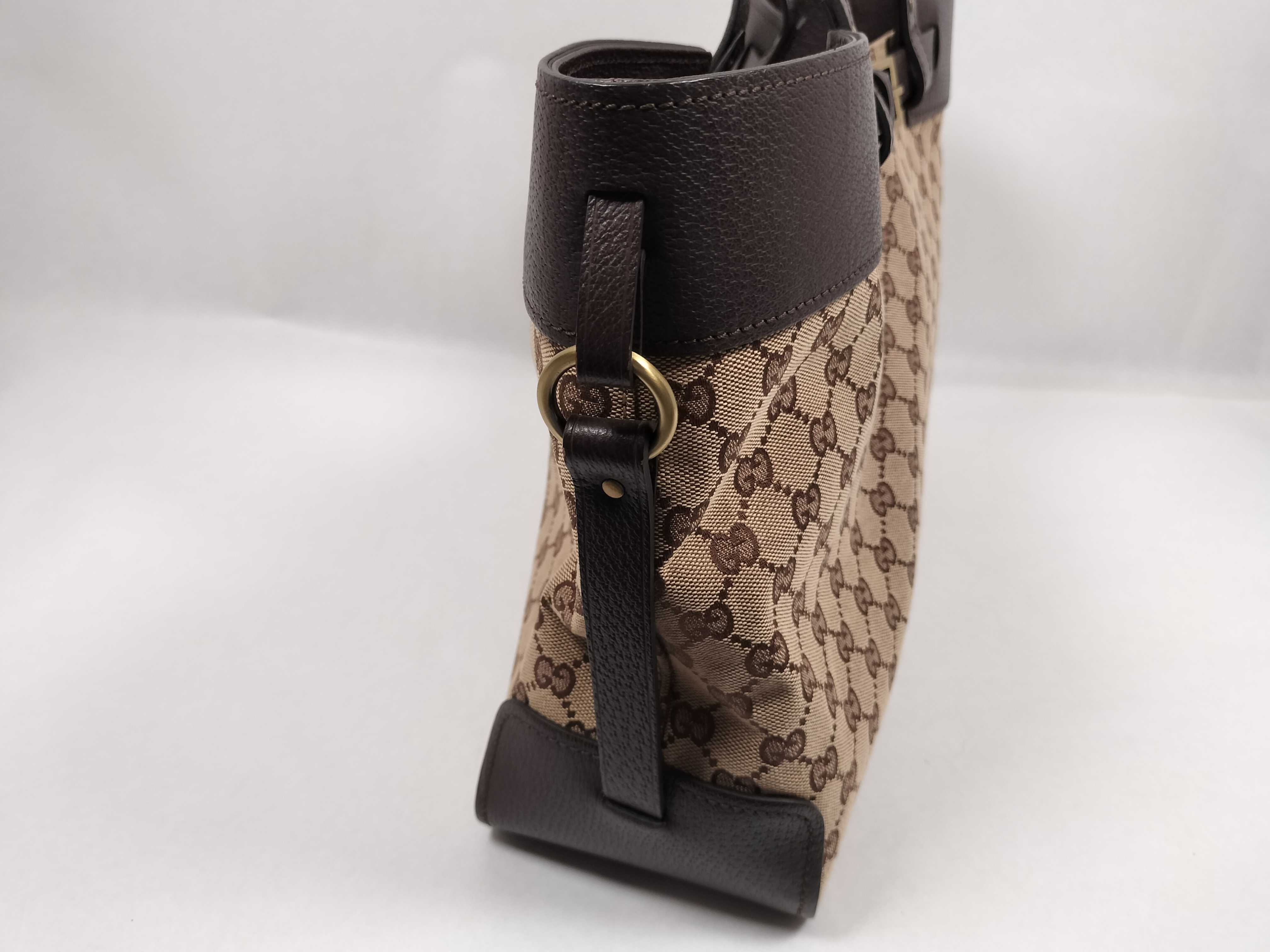 GG Canvas Tote Bag, Canvas Belt Leather GG Tote Bag — view 12