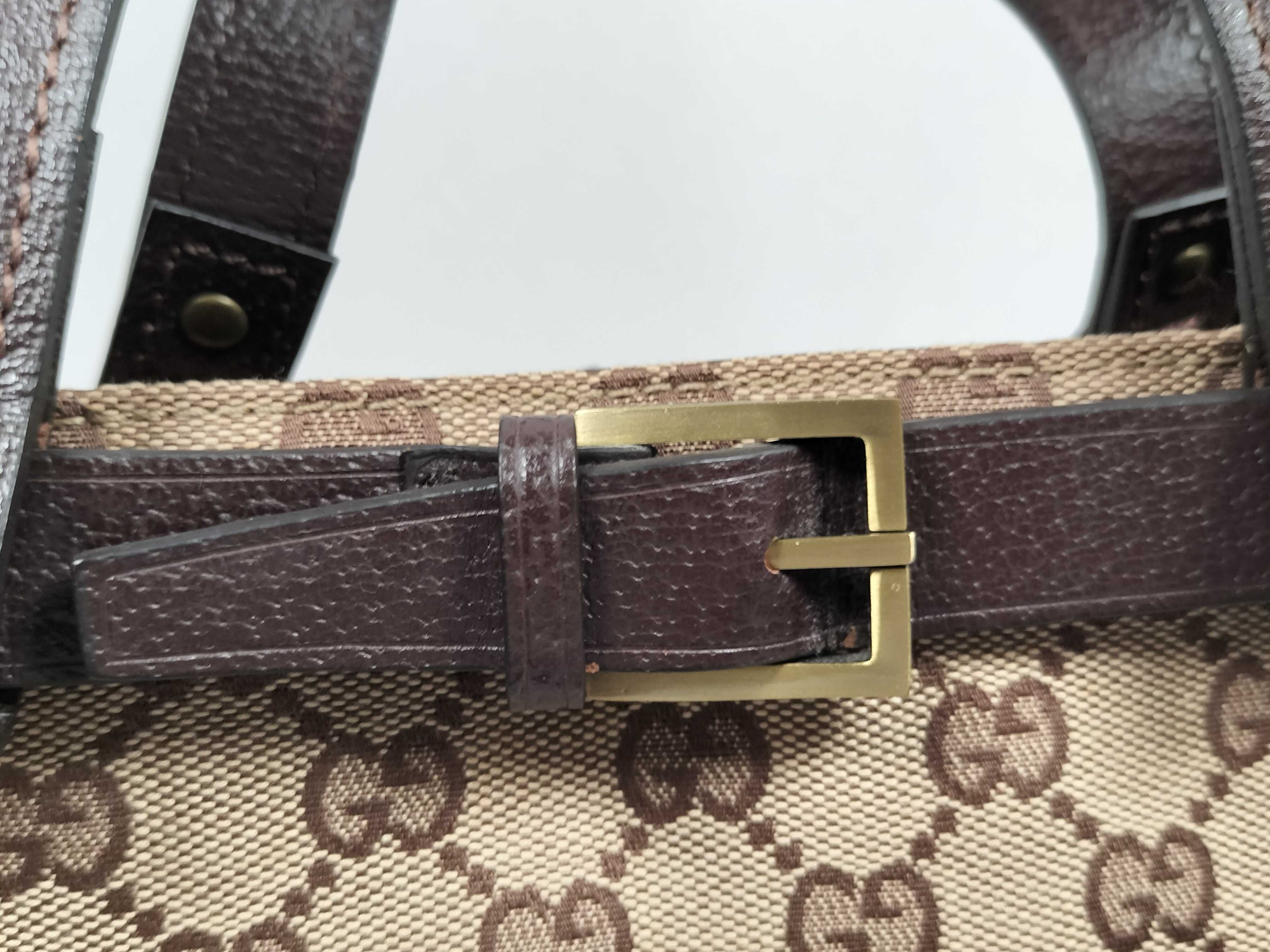 GG Canvas Tote Bag, Canvas Belt Leather GG Tote Bag — view 13