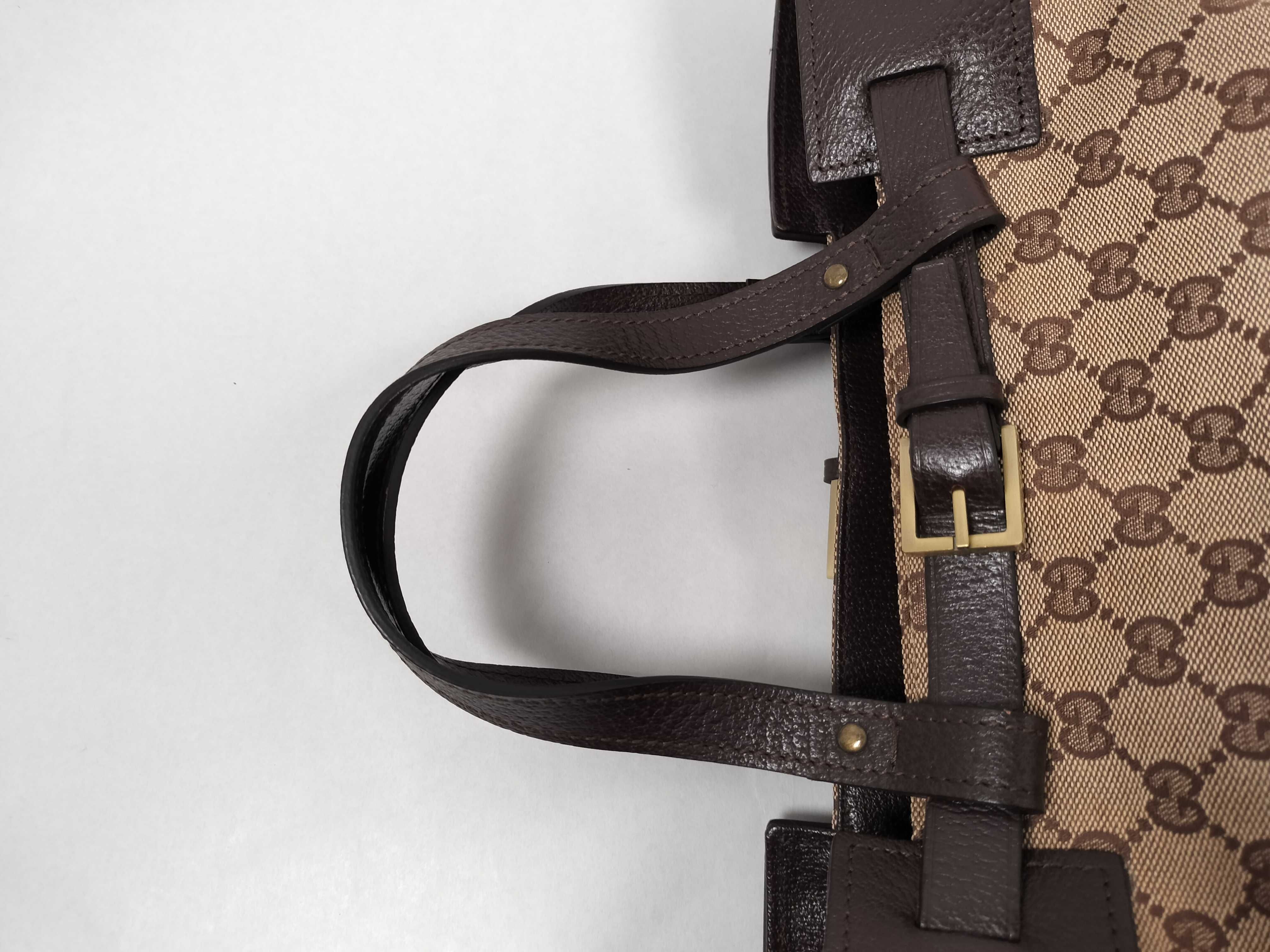 GG Canvas Tote Bag, Canvas Belt Leather GG Tote Bag — view 3