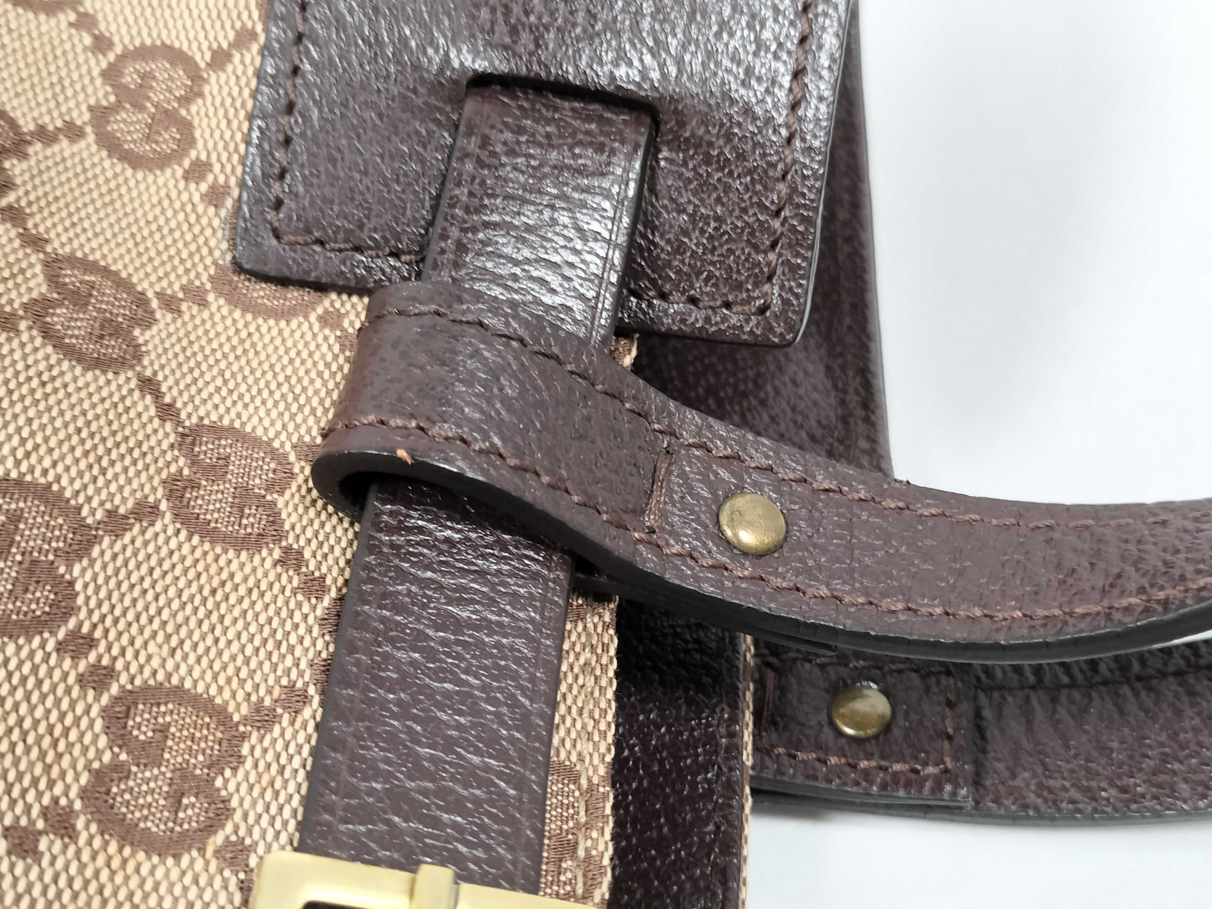 GG Canvas Tote Bag, Canvas Belt Leather GG Tote Bag — view 5