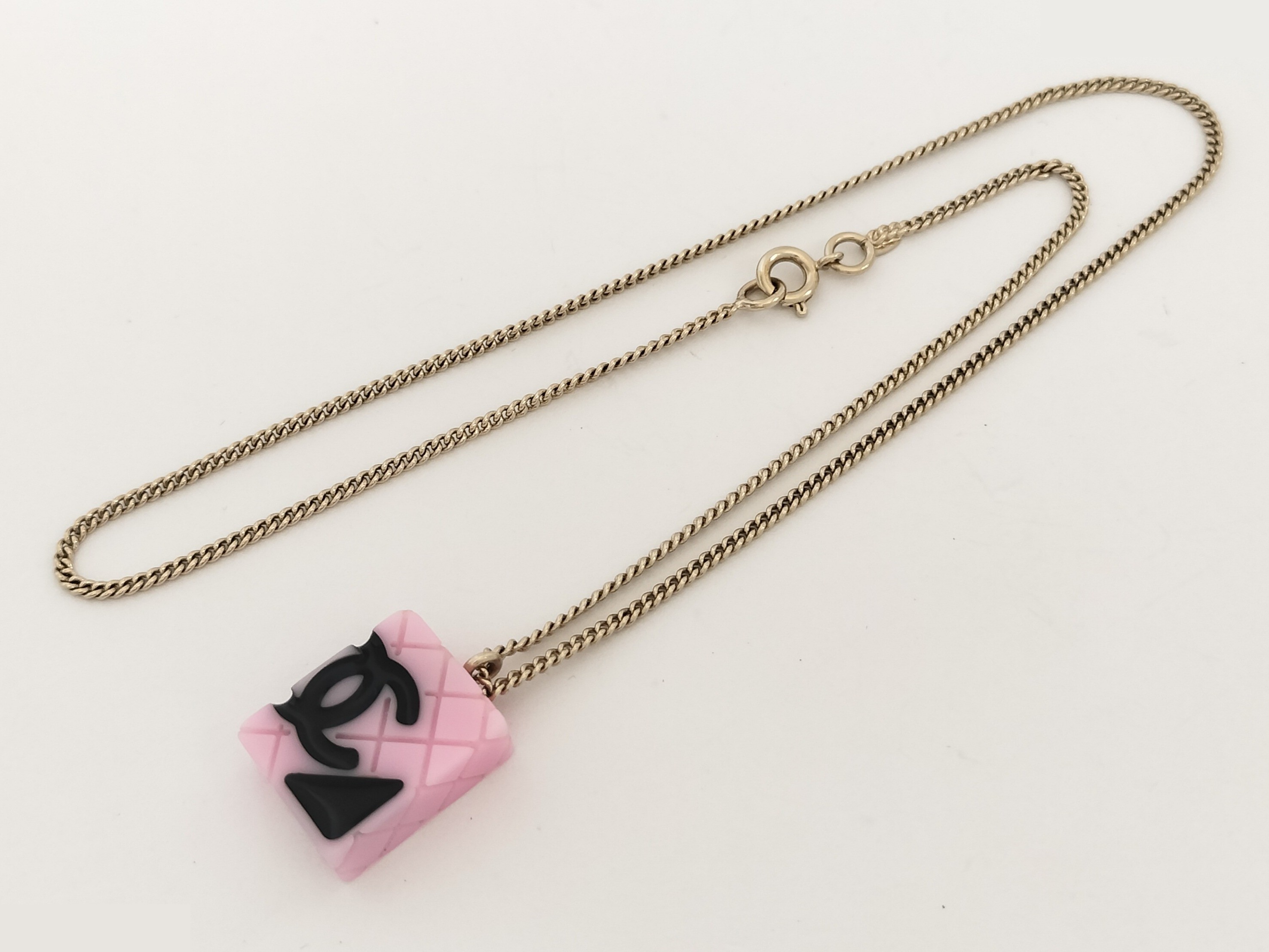 Coco Cambon Line Gold Necklace with Pink Chain (approx. 42cm) — view 2