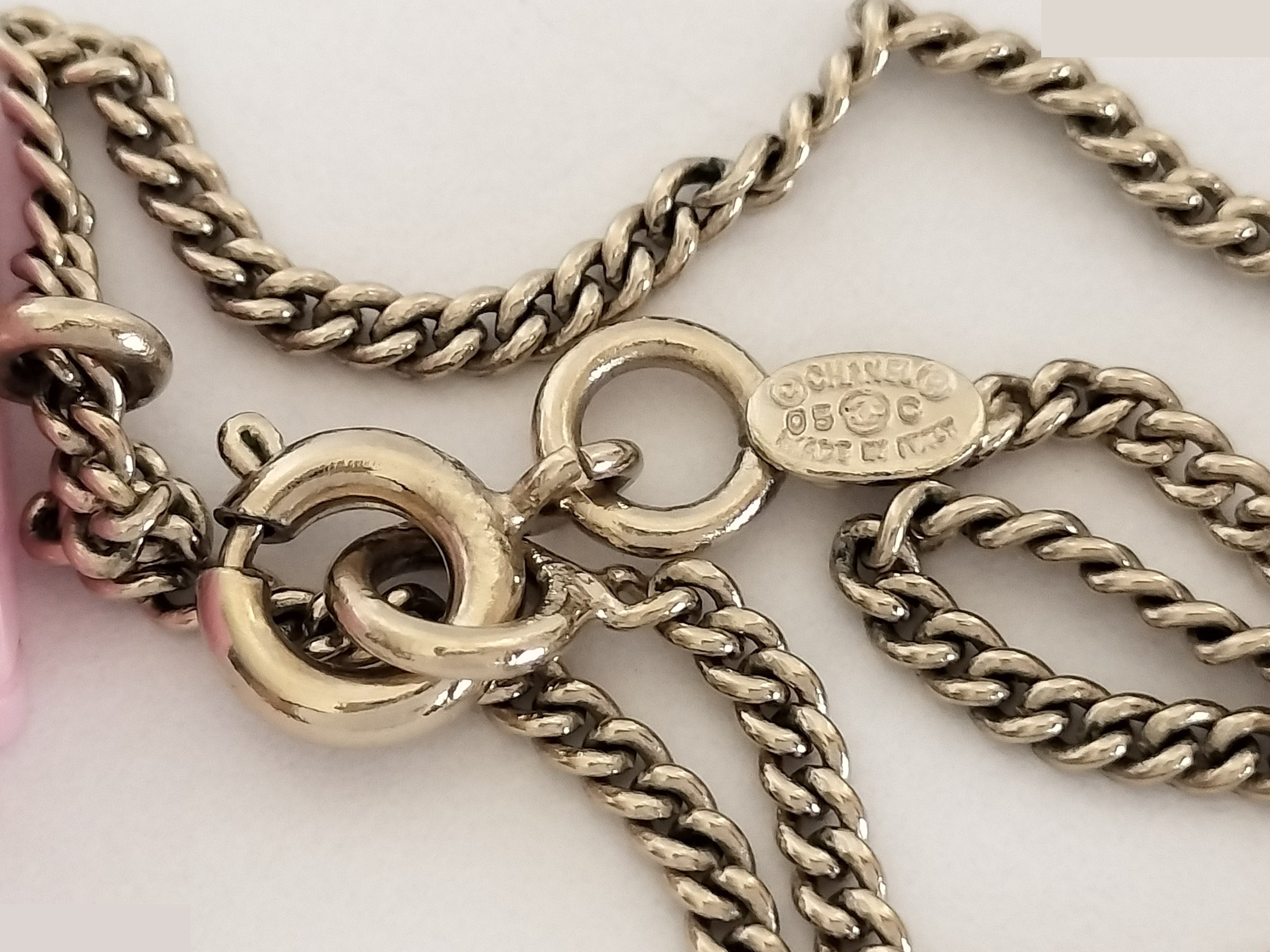 Coco Cambon Line Gold Necklace with Pink Chain (approx. 42cm) — view 6