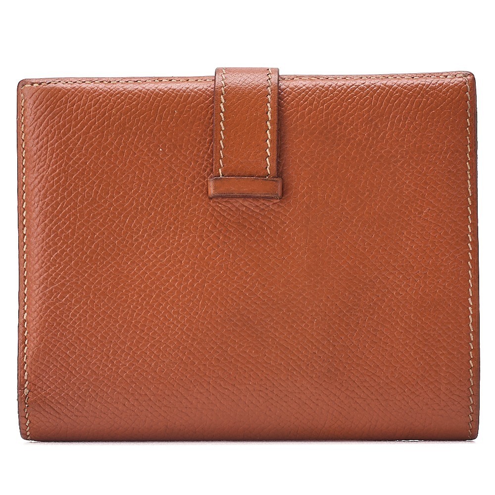 Bearn Compact Epsom Leather Bi-fold Wallet, Gold, Silver Hardware, C Stamp — view 2